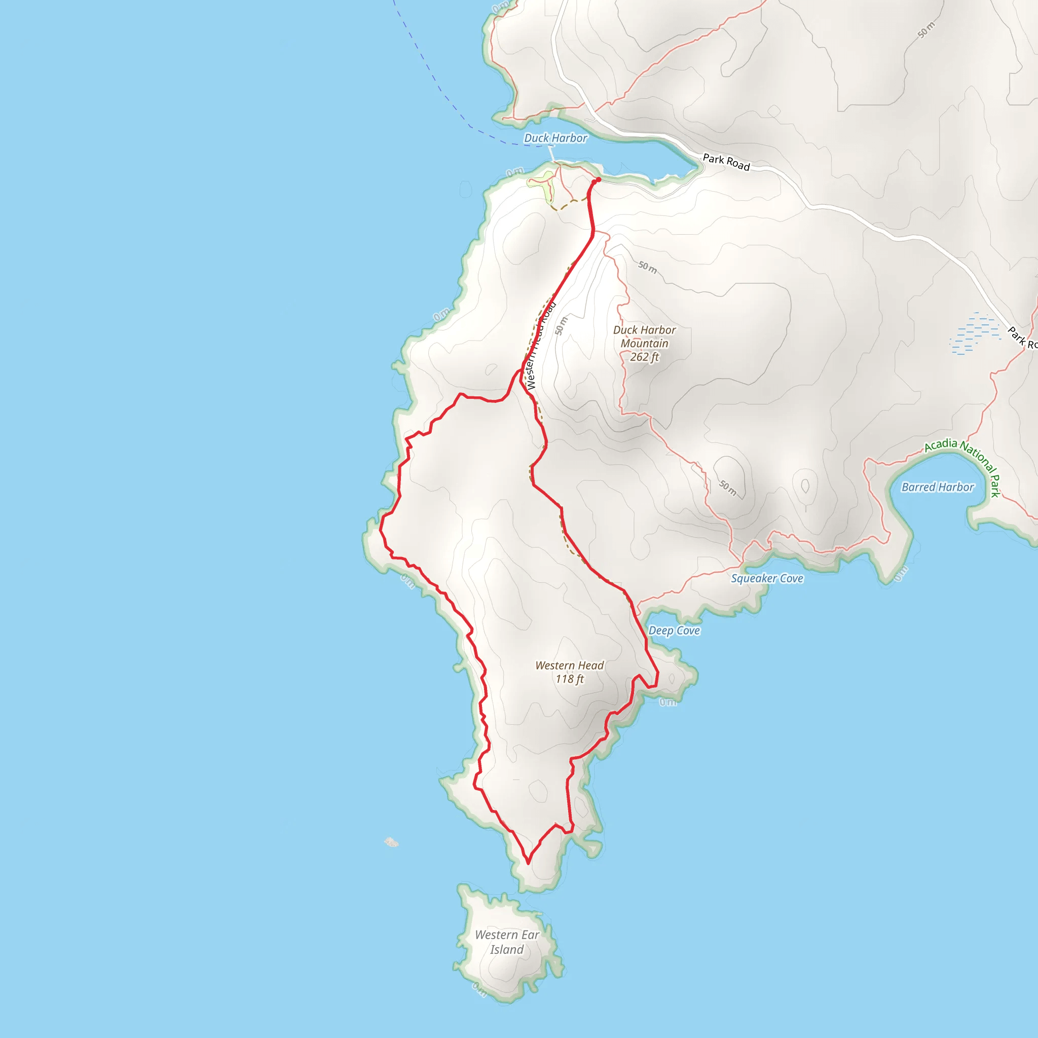 Western Head Trail from Duck Harbor Road mobile static map