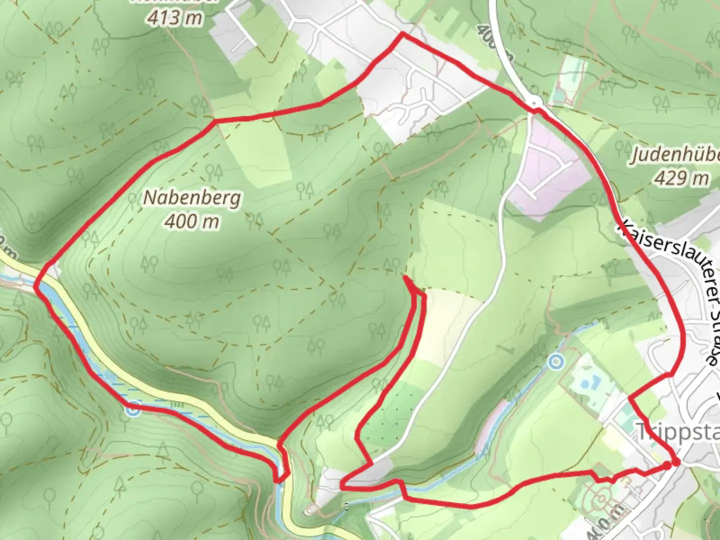 An image depicting the trail Trippstadt and Karlstal Loop and its surrounding area.