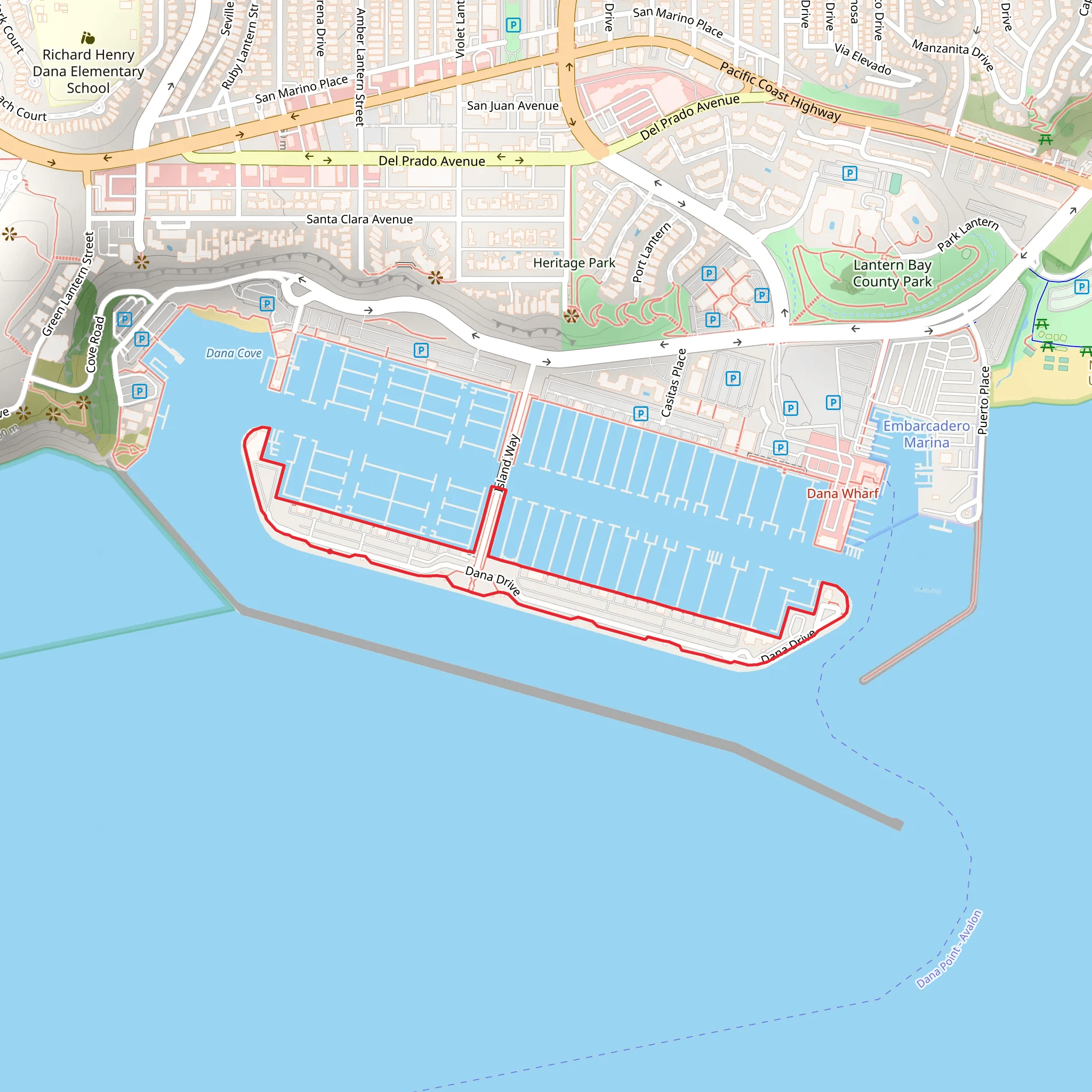 Dana Point Harbor Loop mobile static map