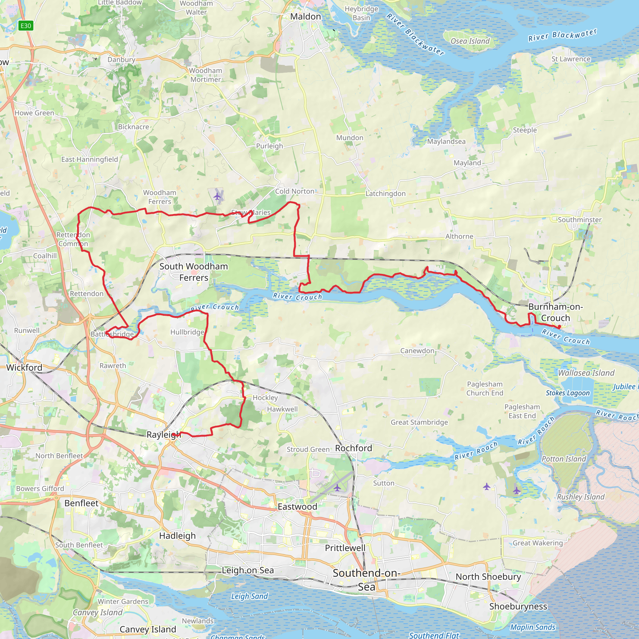 Crouch Valley Trail mobile static map