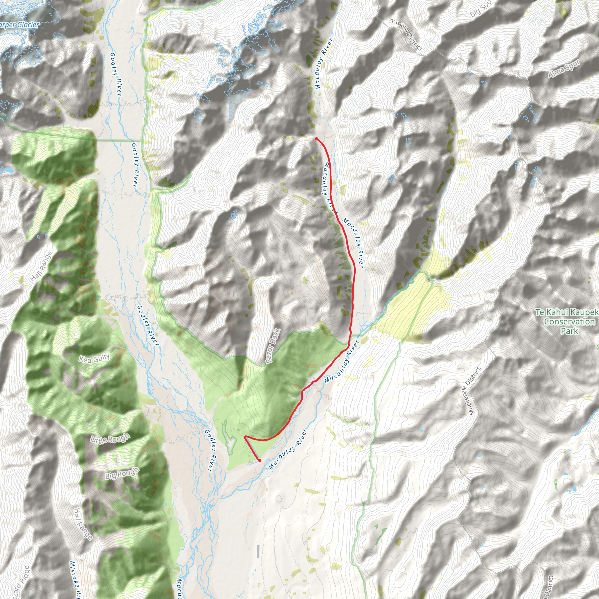 Macaulay Hut Track mobile static map