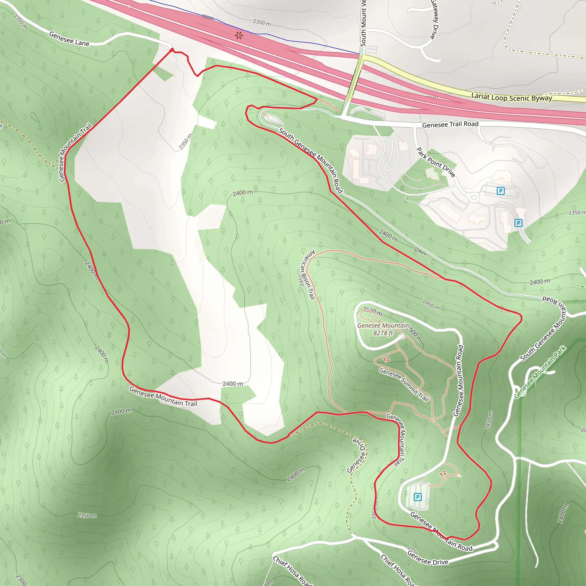 Genesee Mountain Trail and South Genesee Mountain Road LoopLoop mobile static map