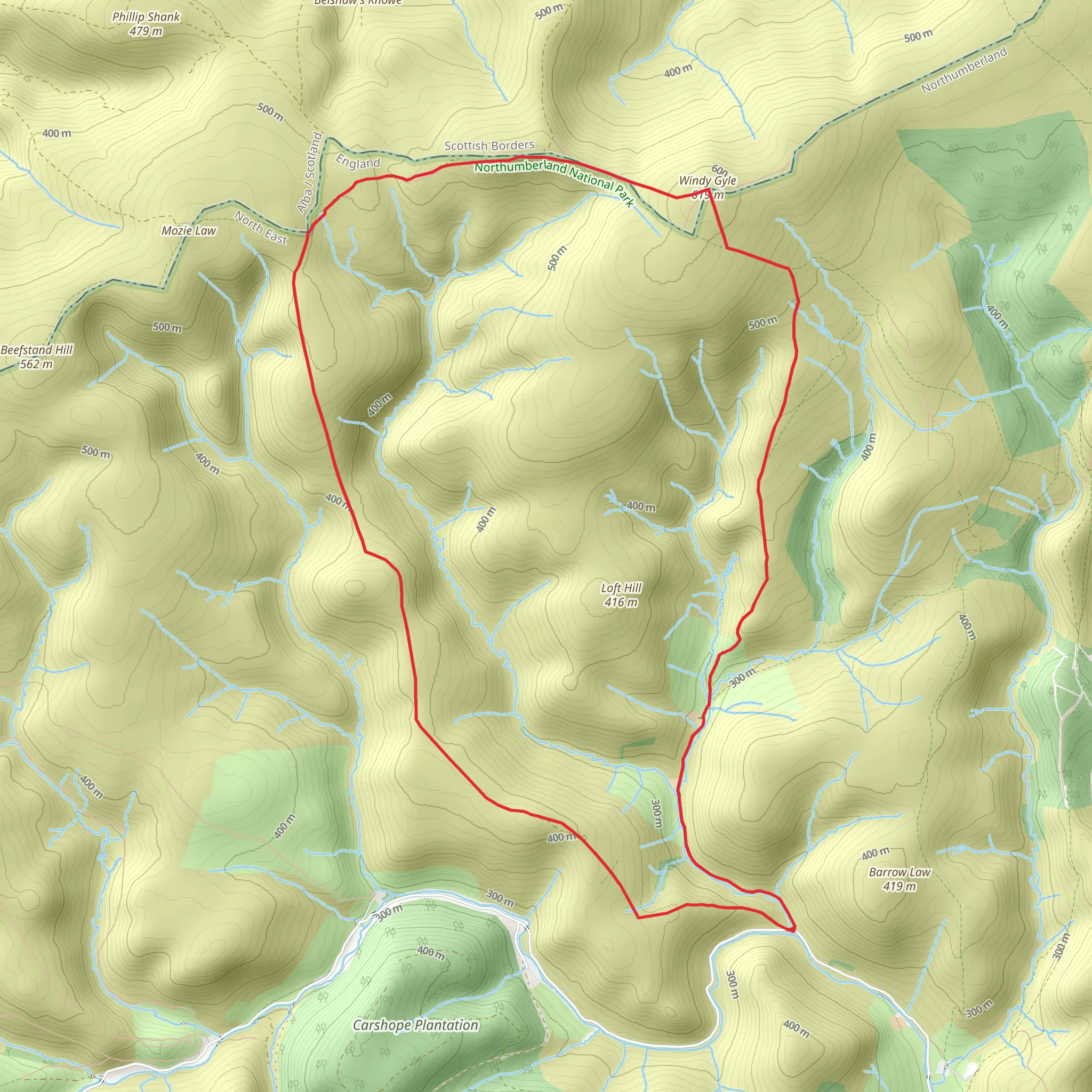 Windy Gyle from Coquet Valley mobile static map