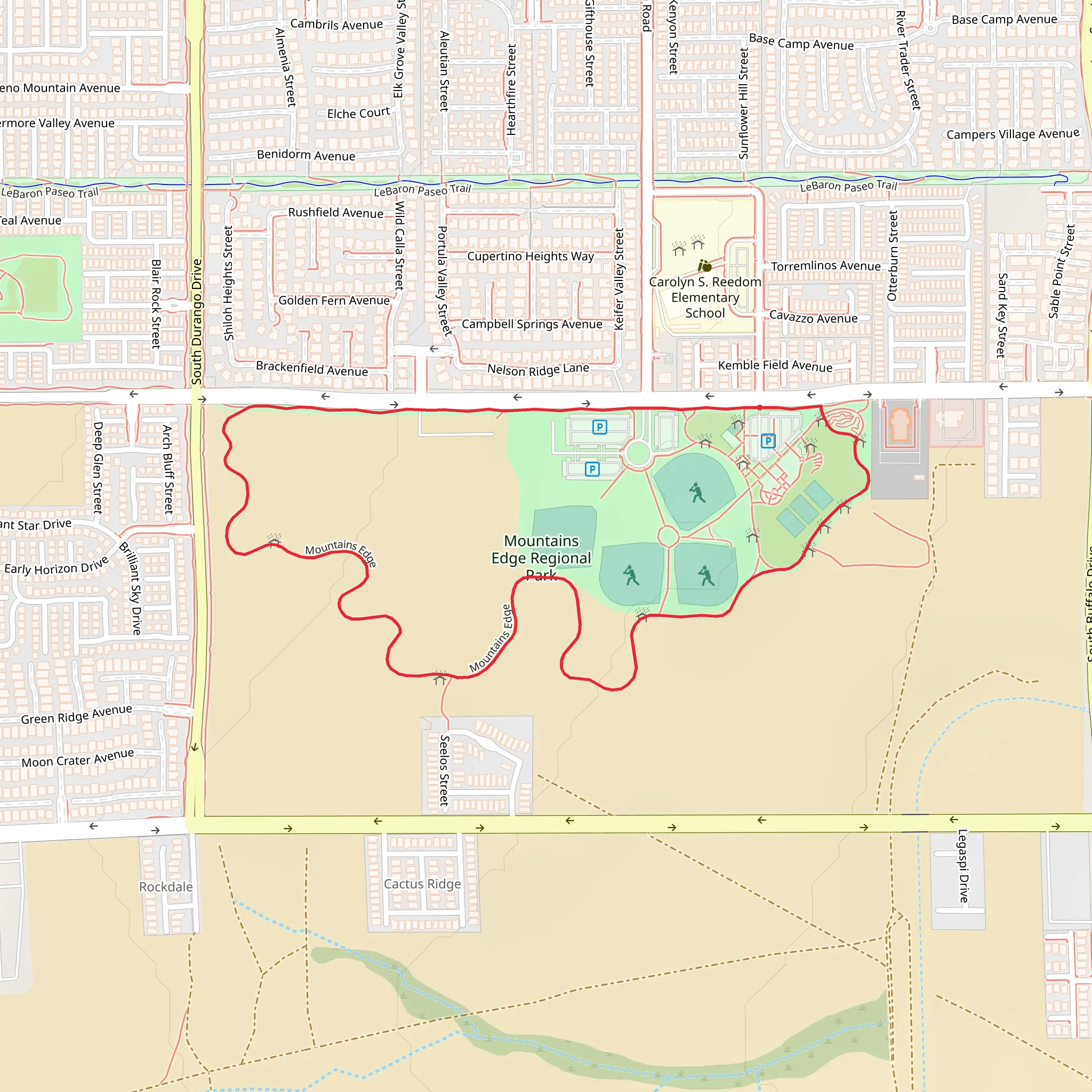 Mountains Edge Regional Park Loop via Mountains Edge mobile static map