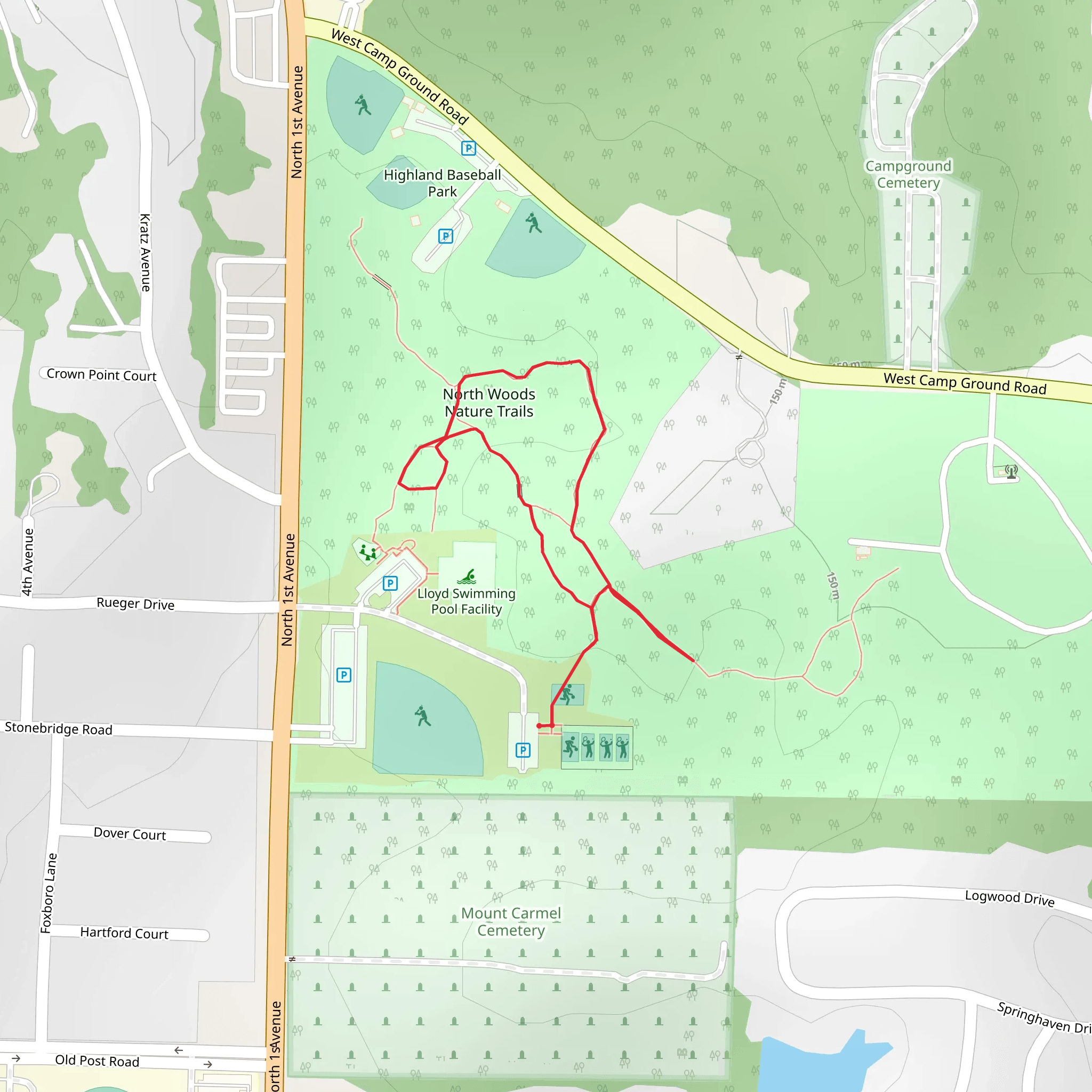 North Woods Nature Loop Trails mobile static map