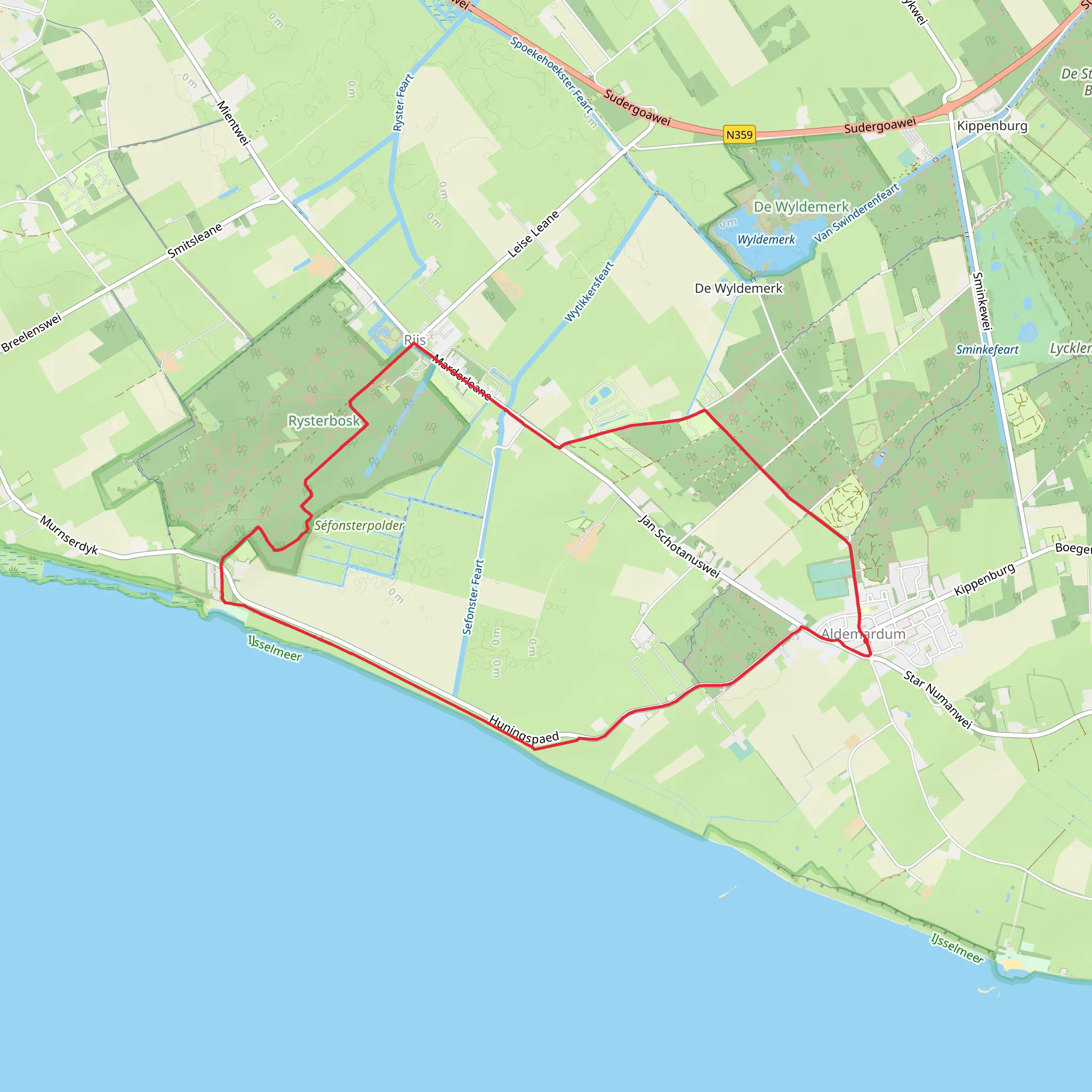 Rysterbosk and Zuiderfennenspolder Loop mobile static map