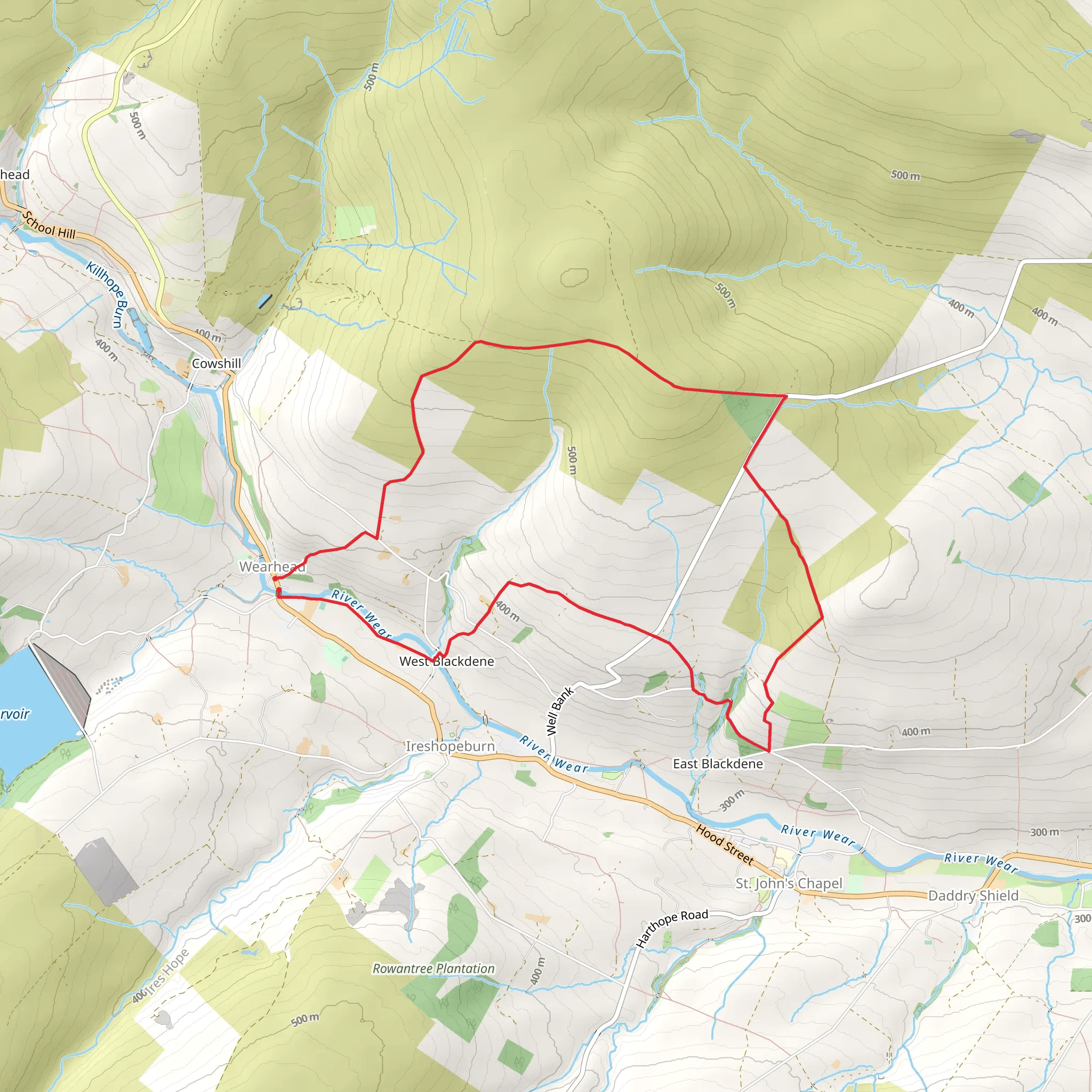 Race Head and Sedling Rake from Wearhead mobile static map