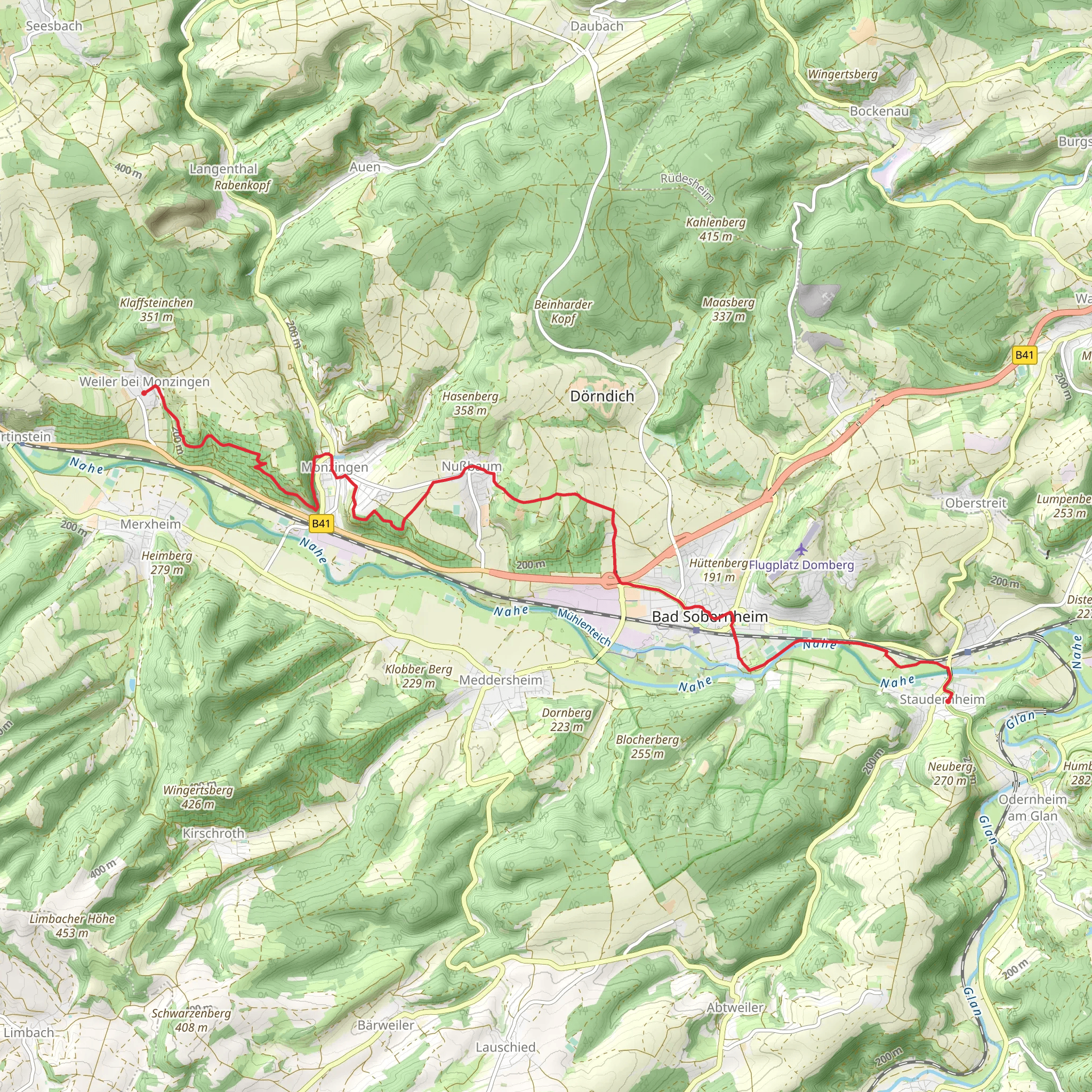 Weiler bei Monzingen to Staudernheim via Weinwanderweg Rhein Nahe mobile static map