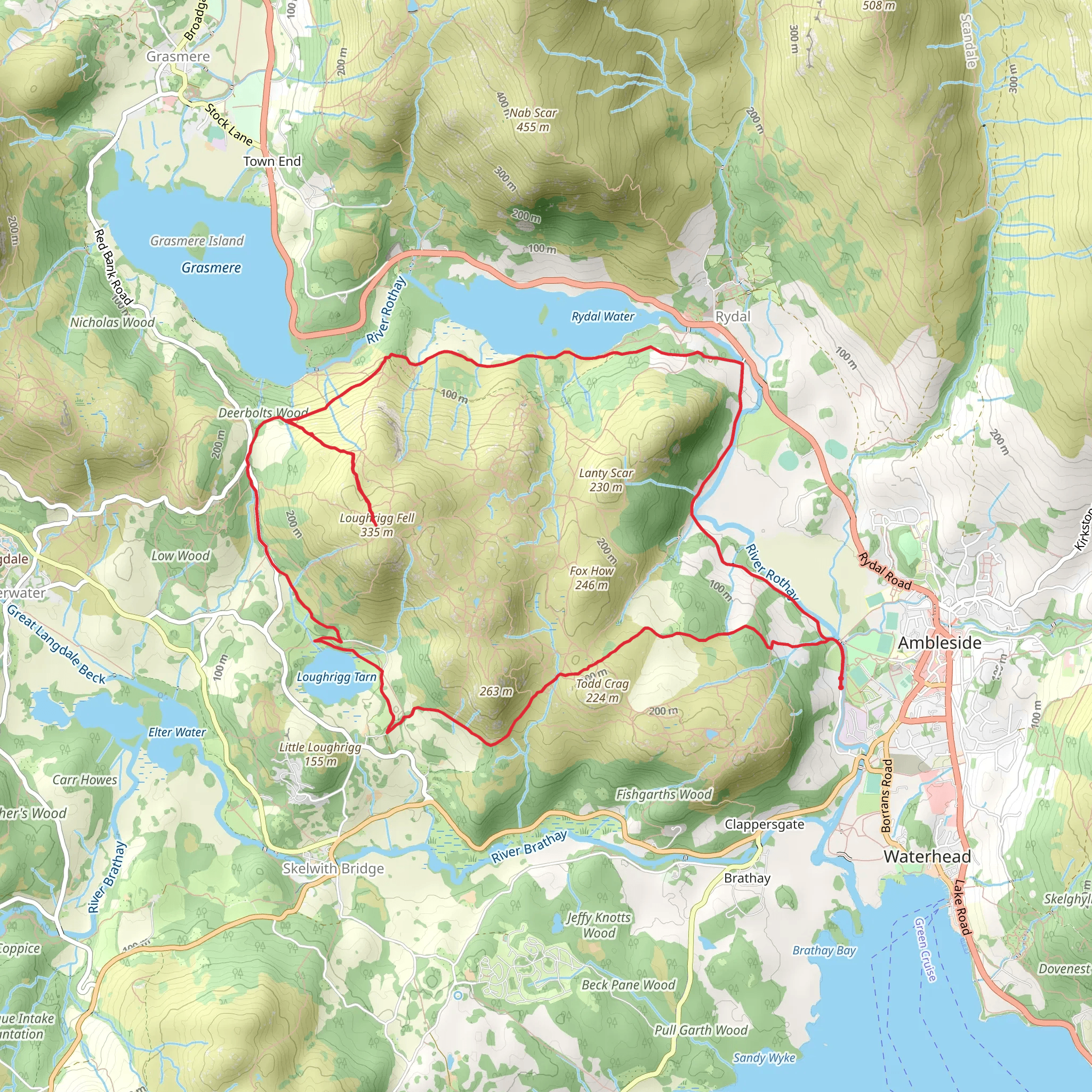 Loughrigg Tarn, Loughrigg Fell and Rydall Water Loop mobile static map