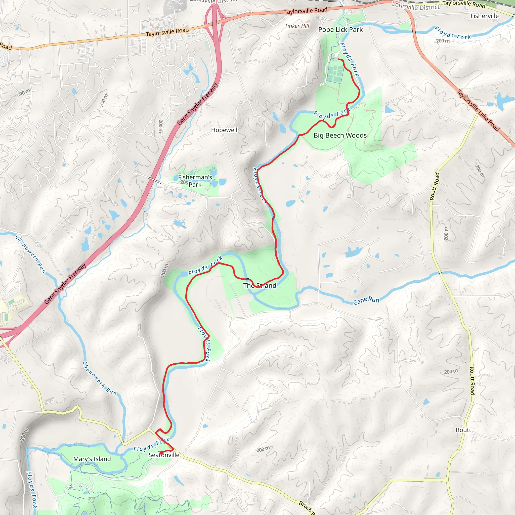 Louisville and Floyds Fork Walk mobile static map