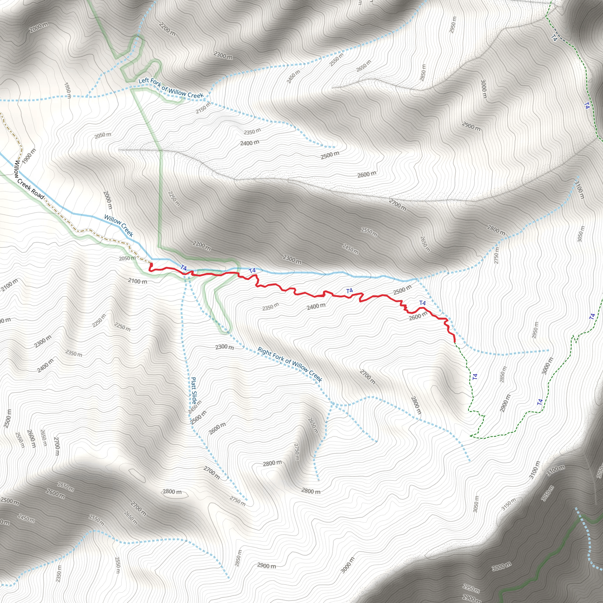WIllow Creek Trail Out and Back mobile static map