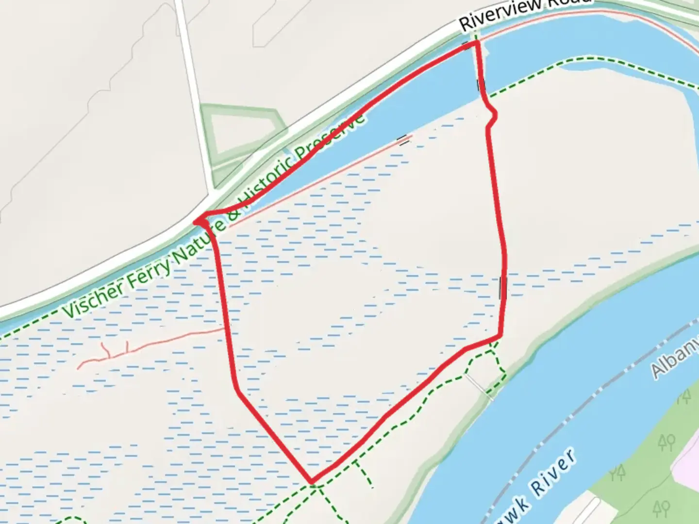An image depicting the trail Bird Watching Loop and its surrounding area.