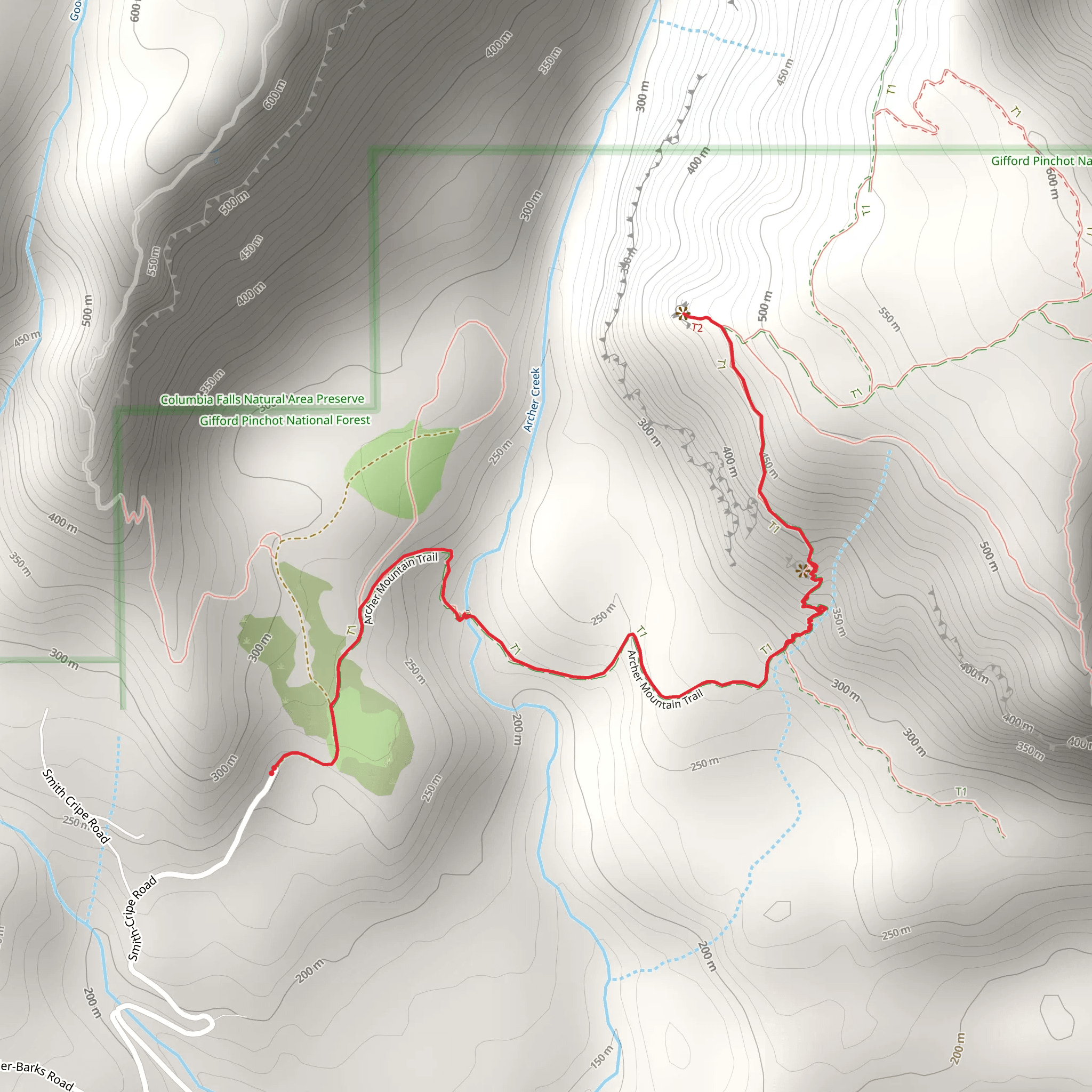Archer Mountain Trail mobile static map