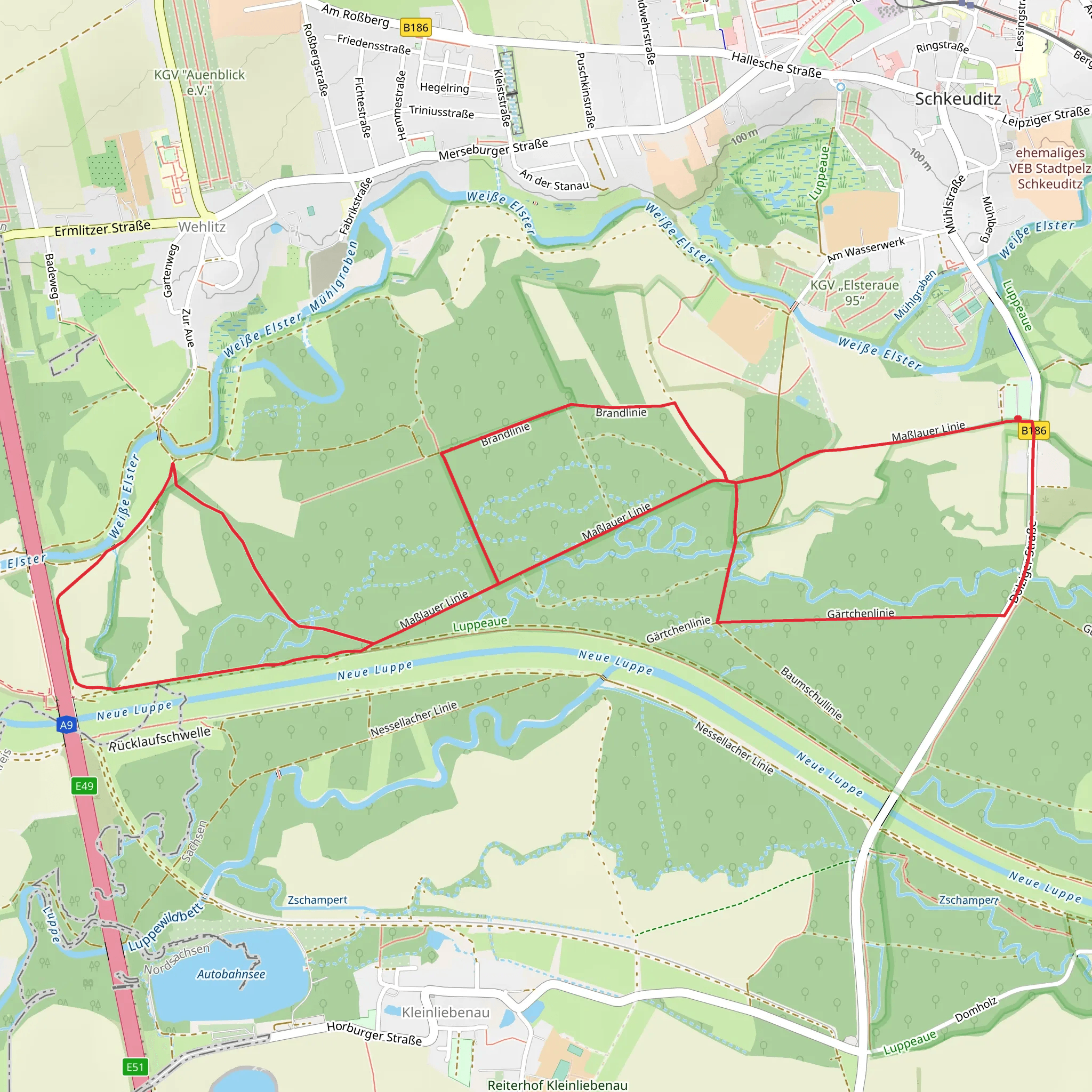 Elsterradweg Loop mobile static map