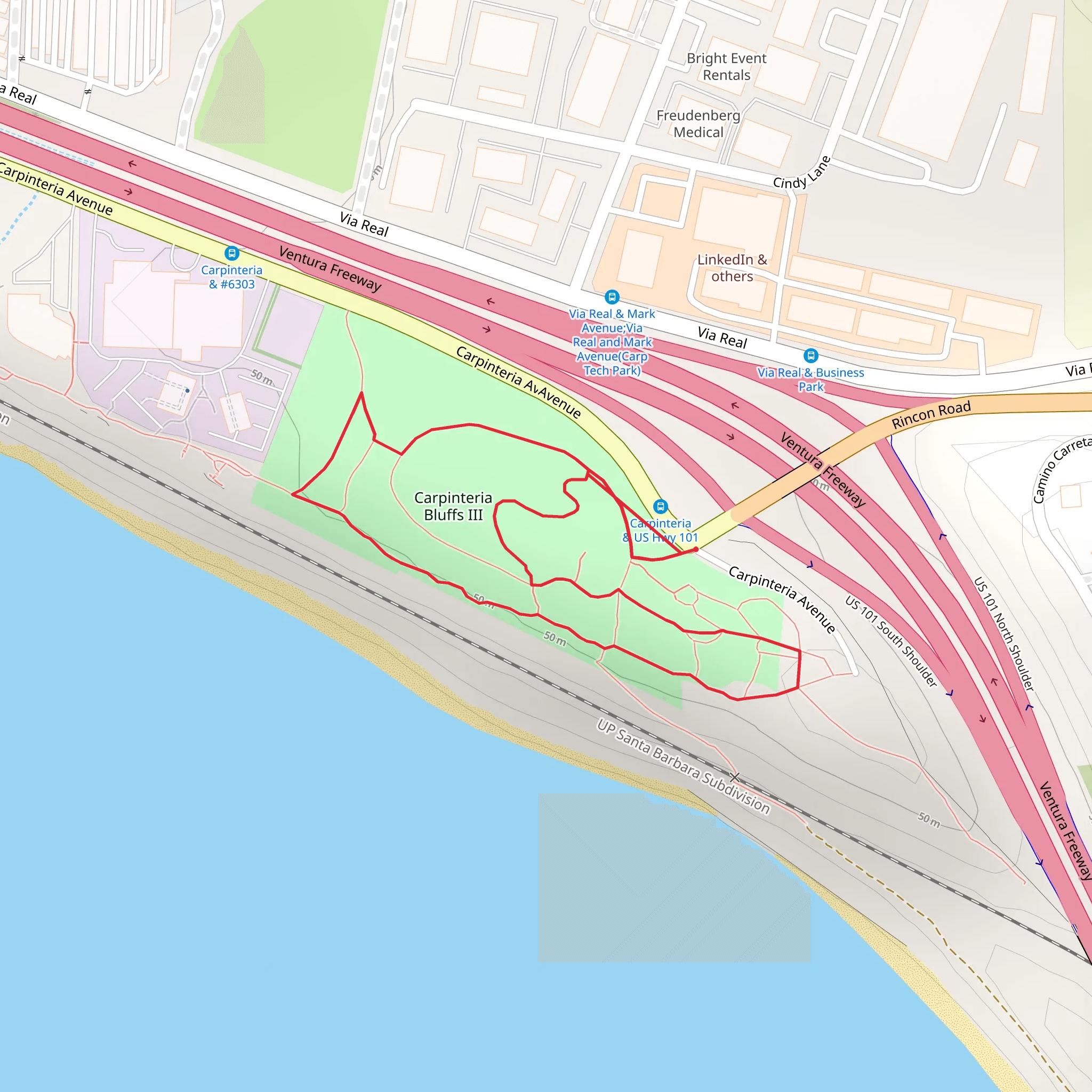 Carpinteria Bluffs III Loop mobile static map