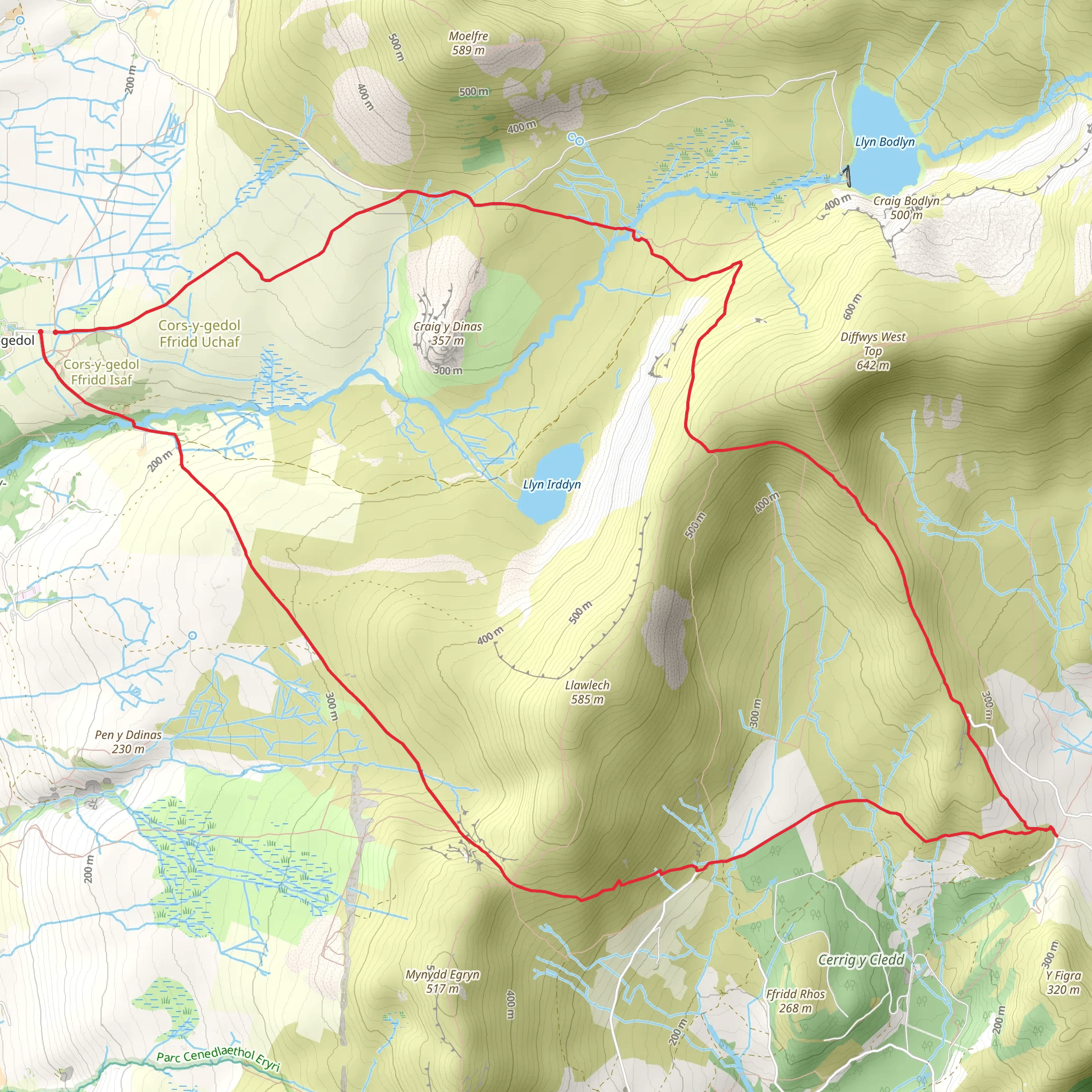 Bwlch y Rhiwgyr and Pont Scethin mobile static map