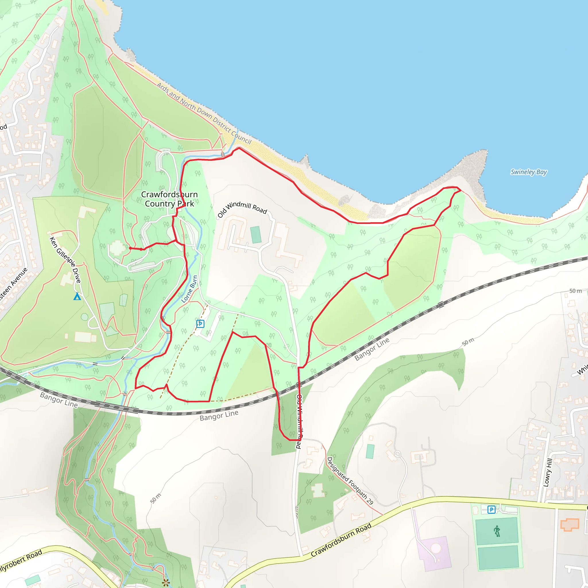 Meadow Walk Loop - Crawfordsburn Country Park mobile static map