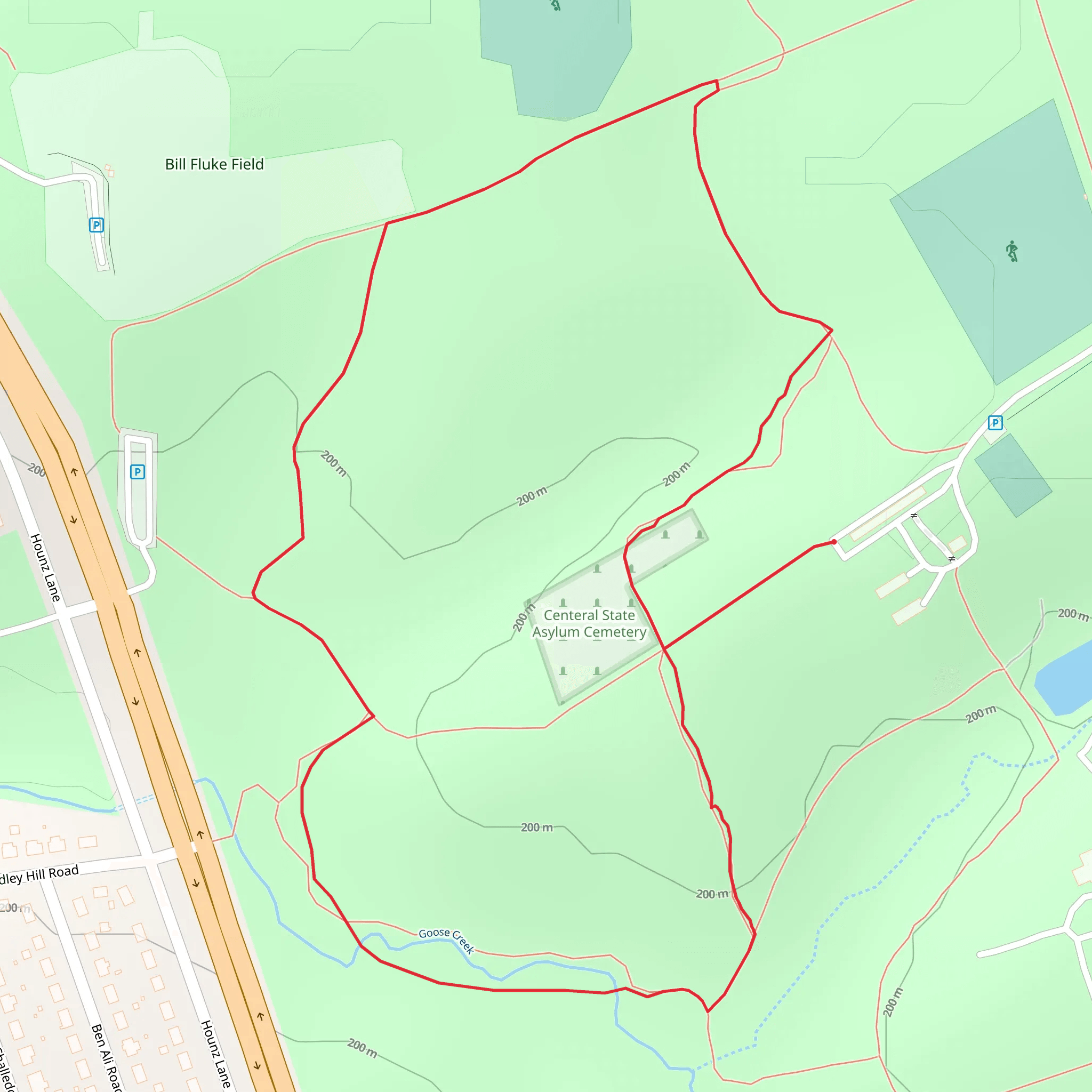Centeral State Asylum Cemetery Loop mobile static map