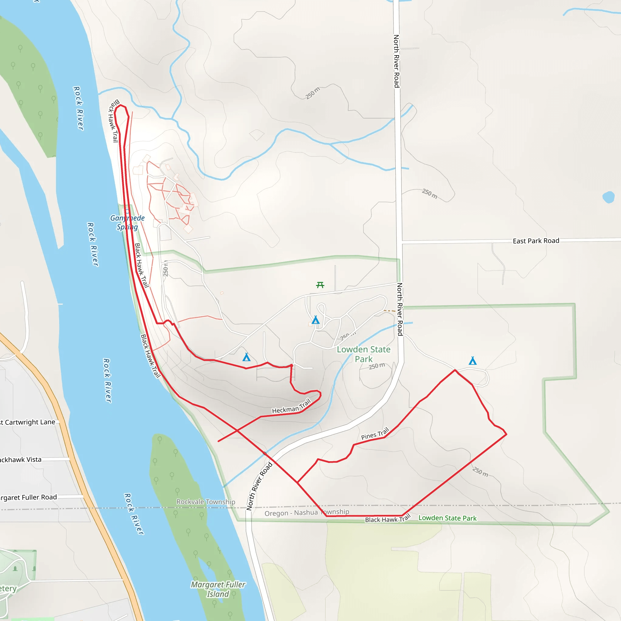 Heckman - Pines - Black Hawk Loop Trail mobile static map