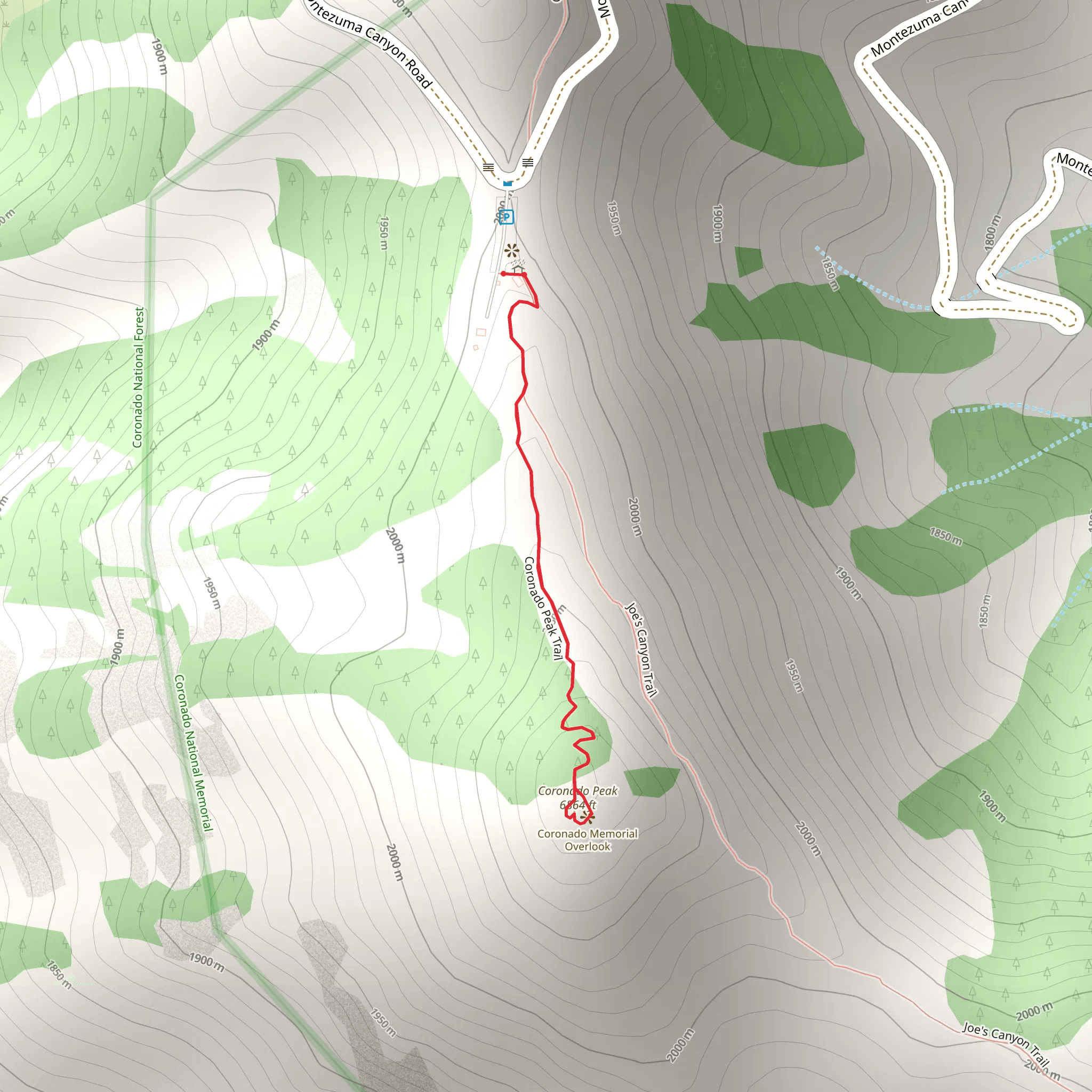 Coronado Peak Trail mobile static map