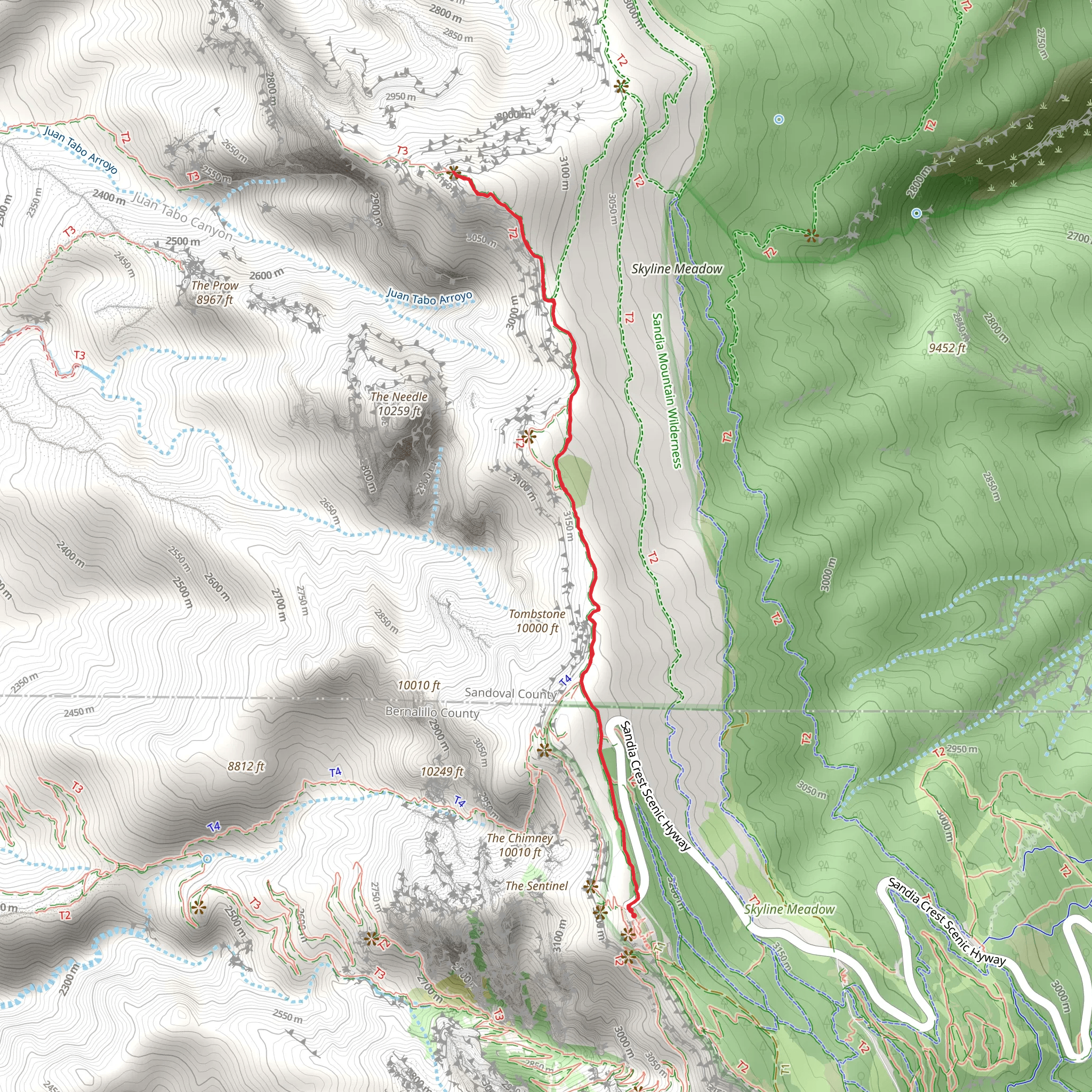 North Sandia Peak via North Crest Trail mobile static map