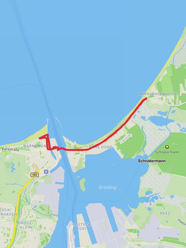 Alter Strom and Strandpromenade Warnemunde via Thalasso Kurweg