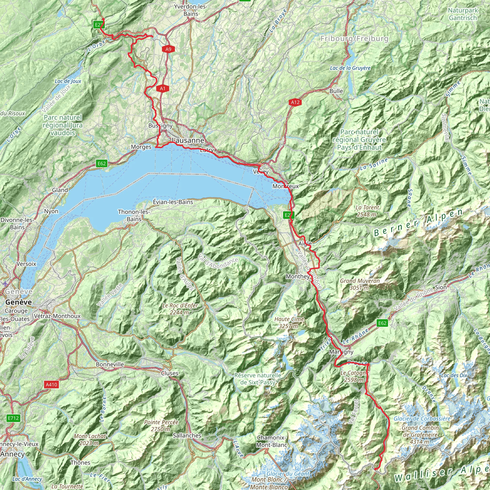 Via Francigena - Switzerland mobile static map