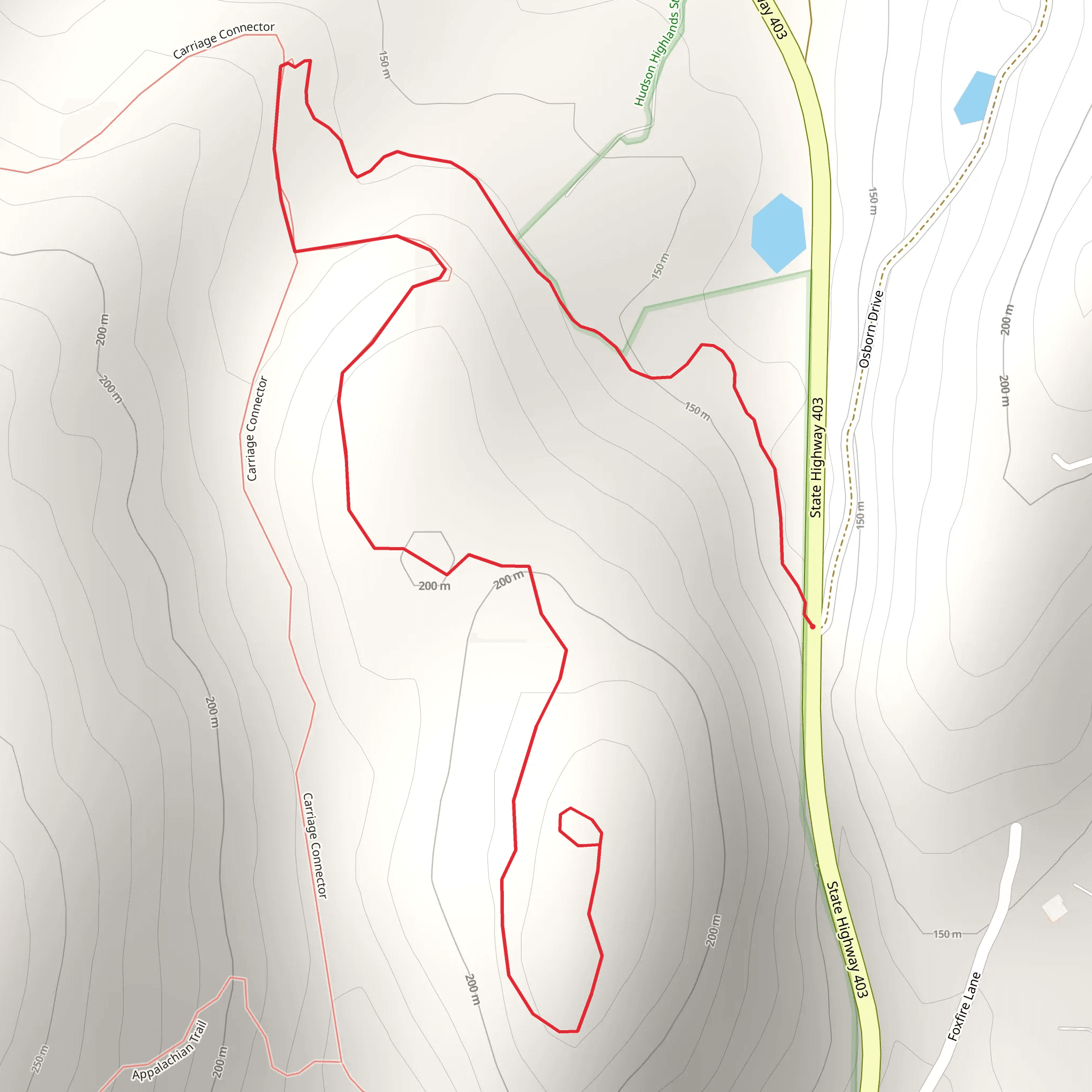 Cat Rock Road West Hill Trail mobile static map