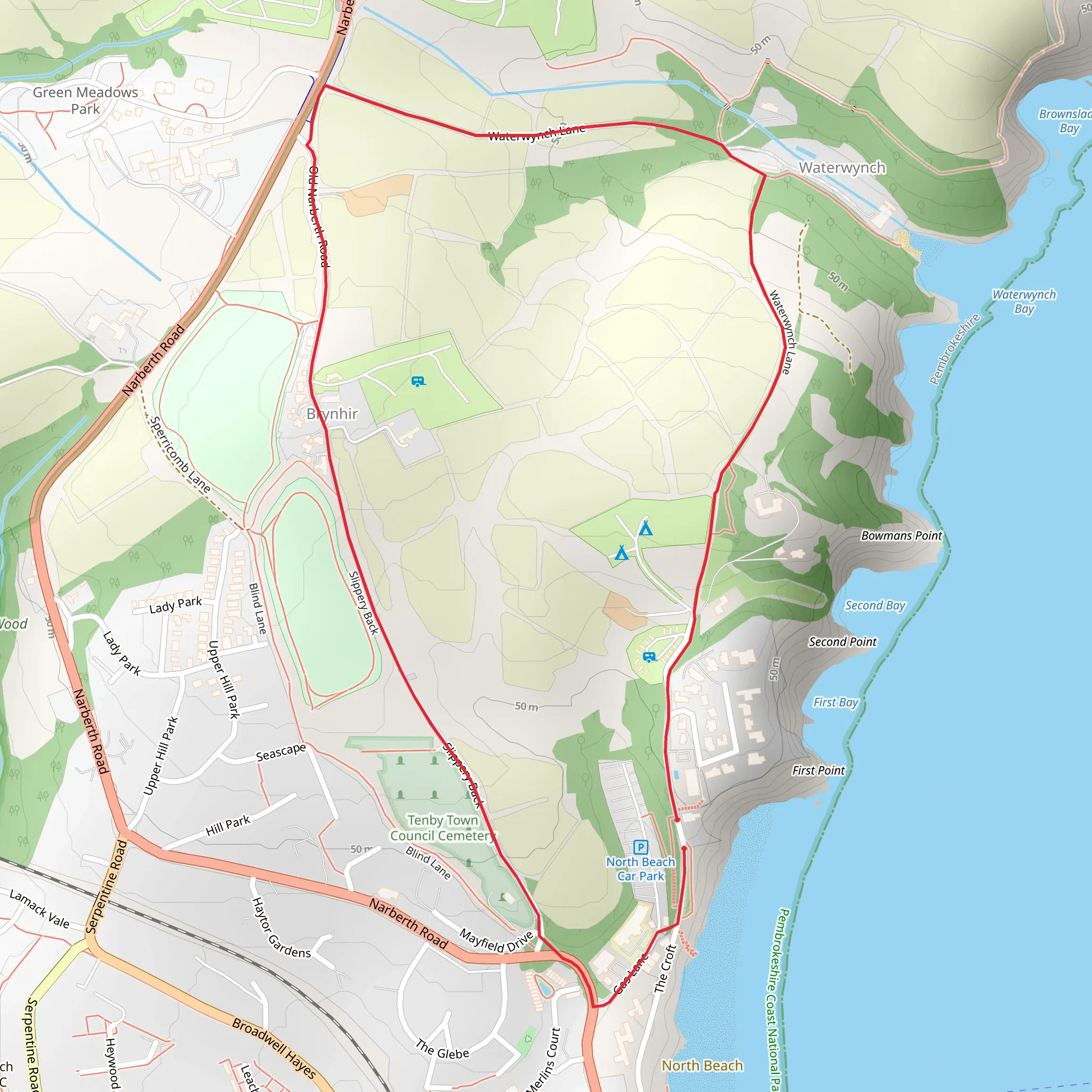 Tenby - Waterwynch mobile static map