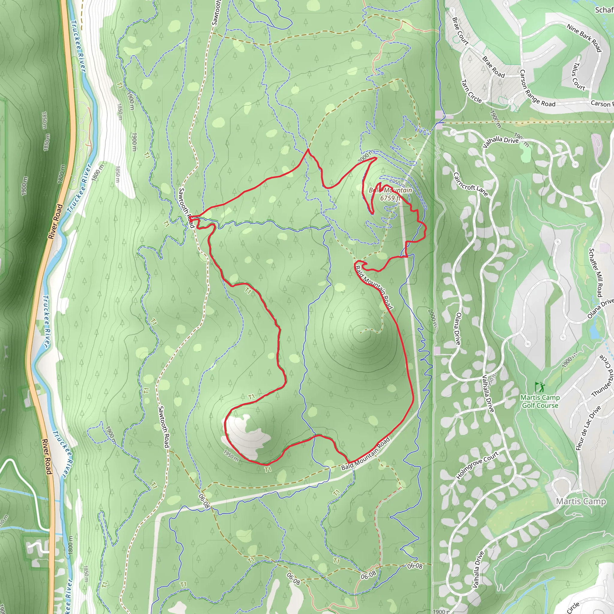 Happy Face Trail and Sawtooth Loop Trail mobile static map
