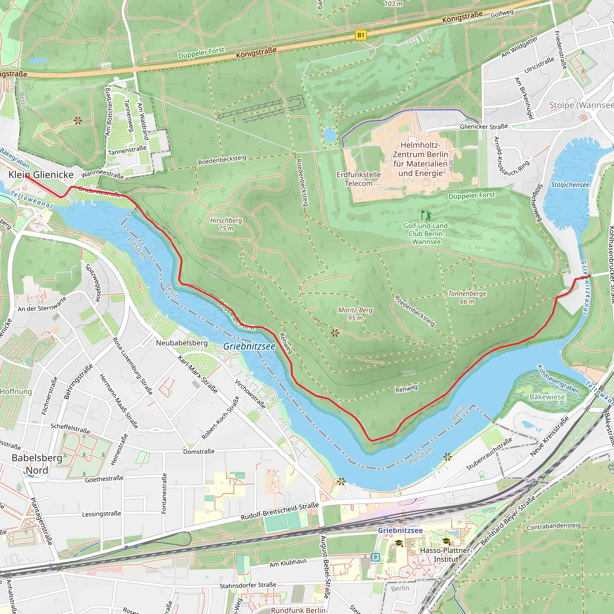 Teltowkanal via Wannseeweg mobile static map