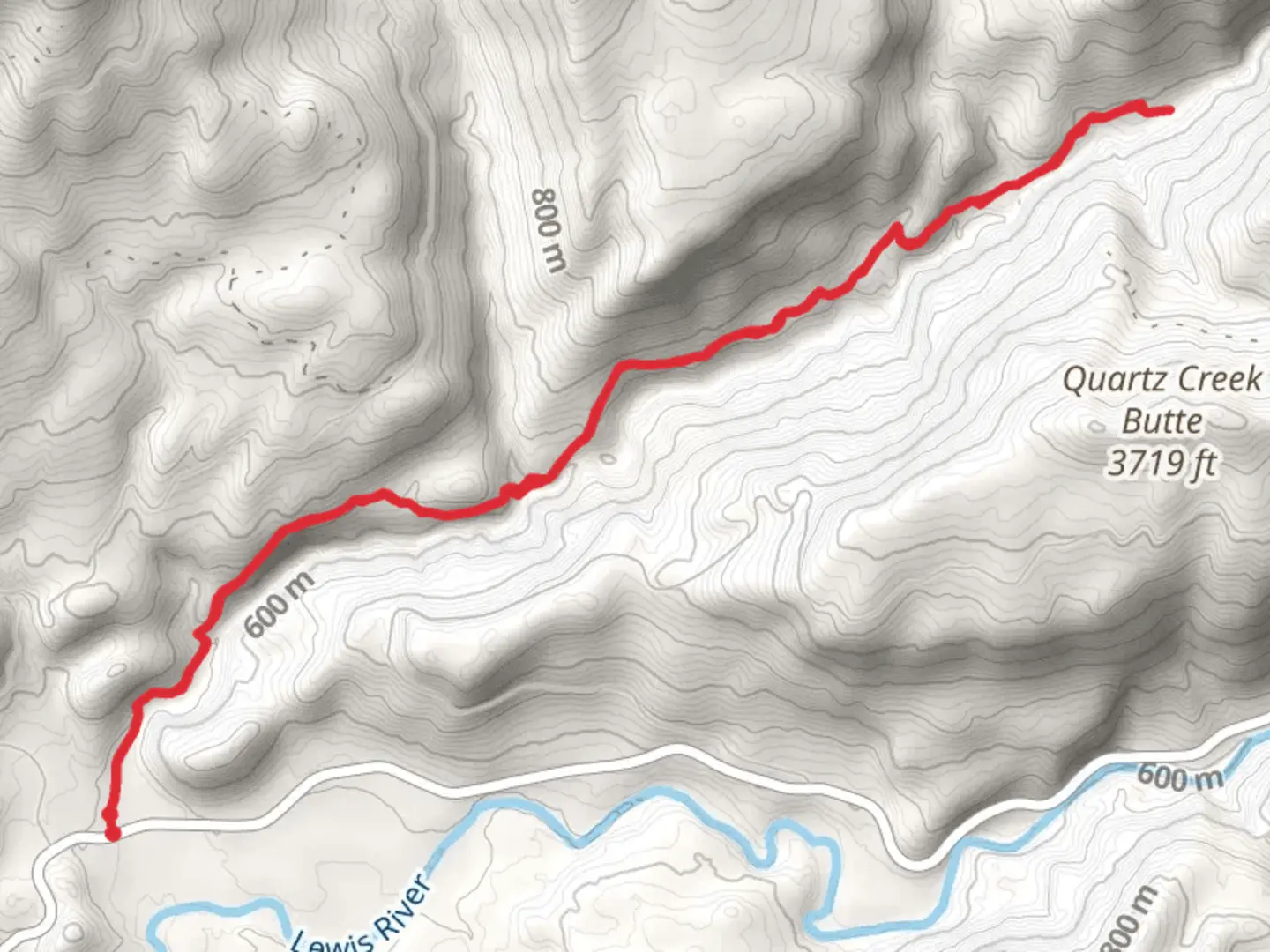 An image depicting the trail Quartz Creek Trail Out and Back and its surrounding area.