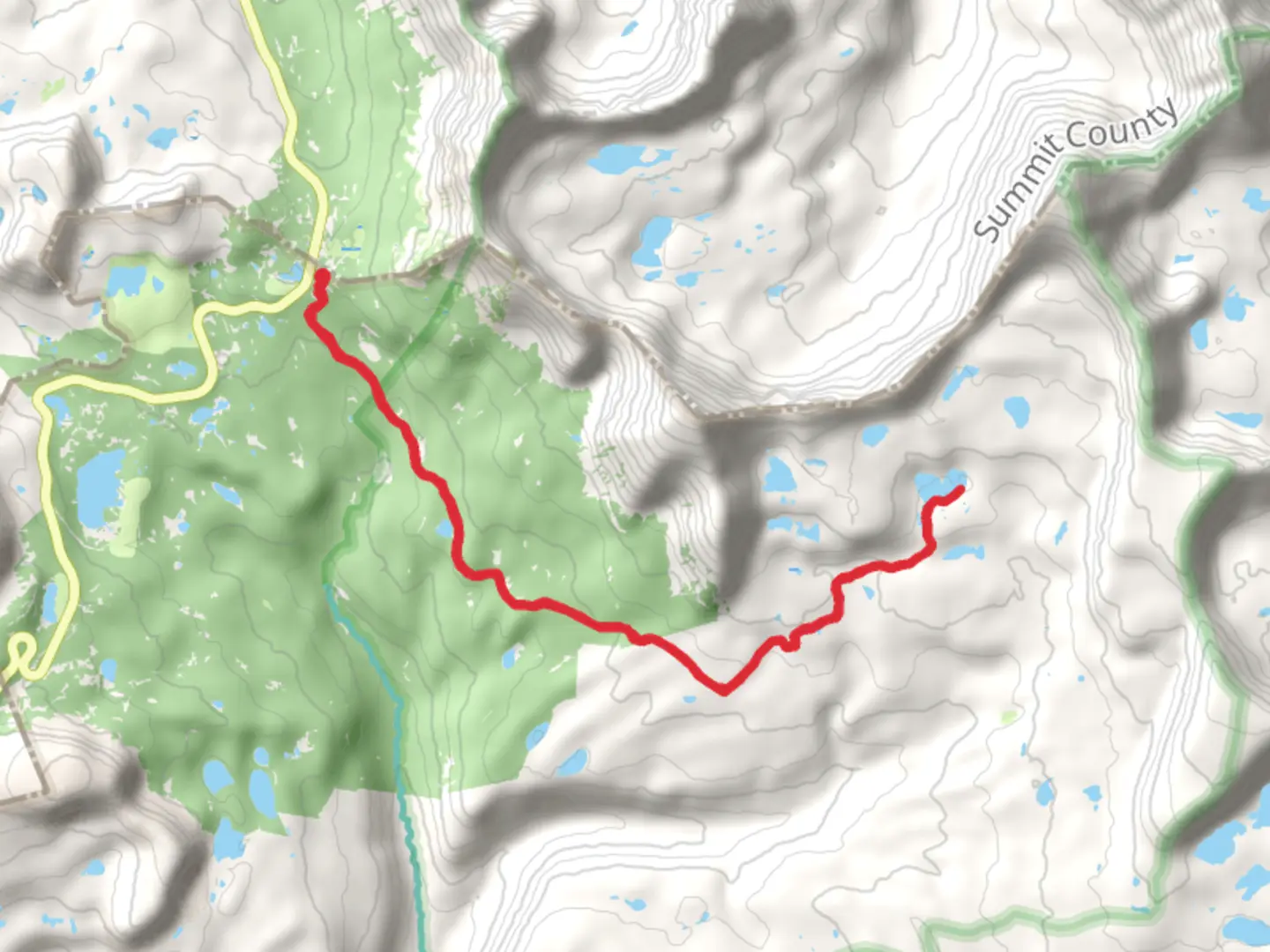An image depicting the trail Jordan Lake via Highline Trail and its surrounding area.