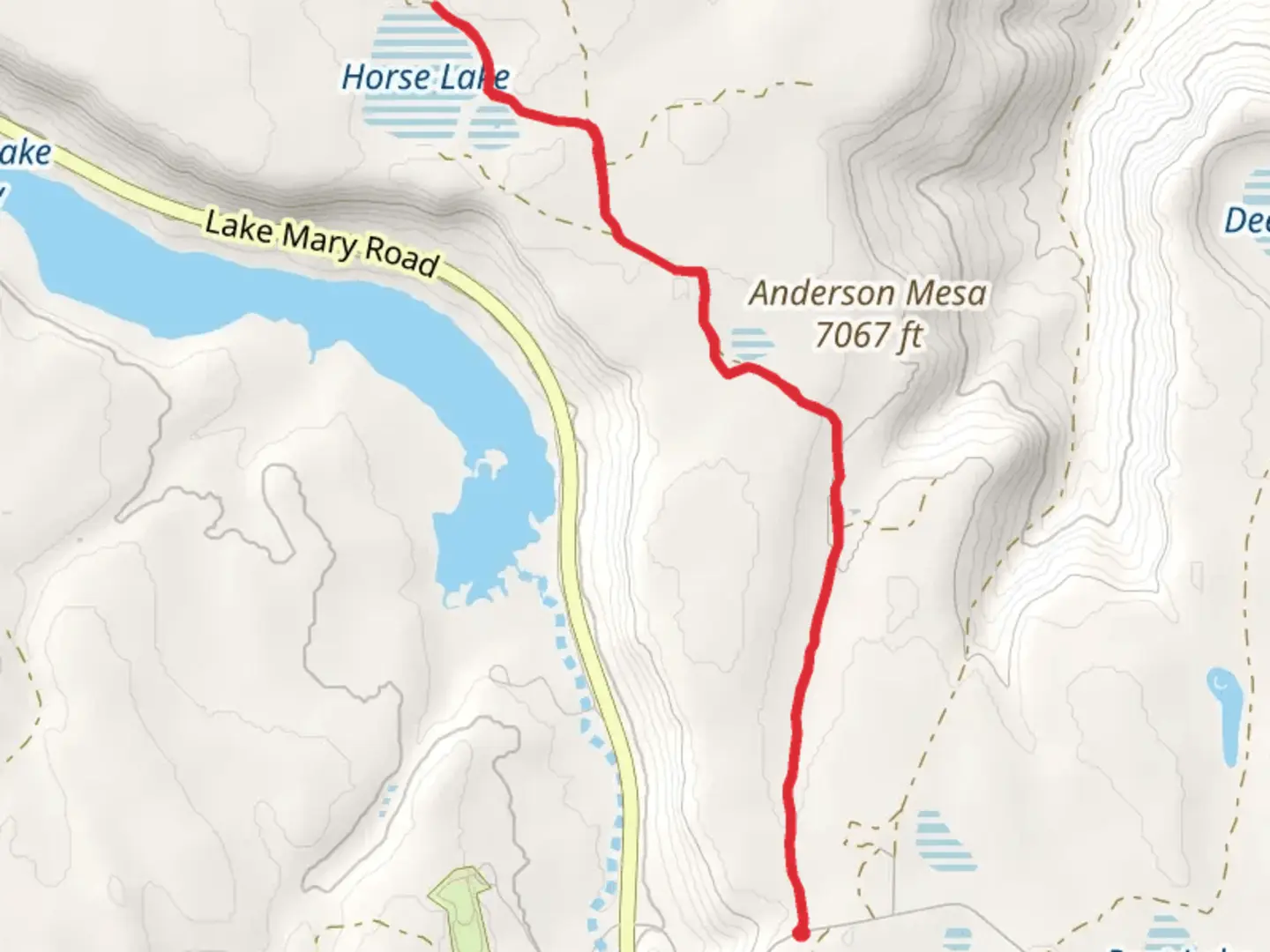 An image depicting the trail Horse Lake-Horse Lake Tank via Arizona Trail and its surrounding area.