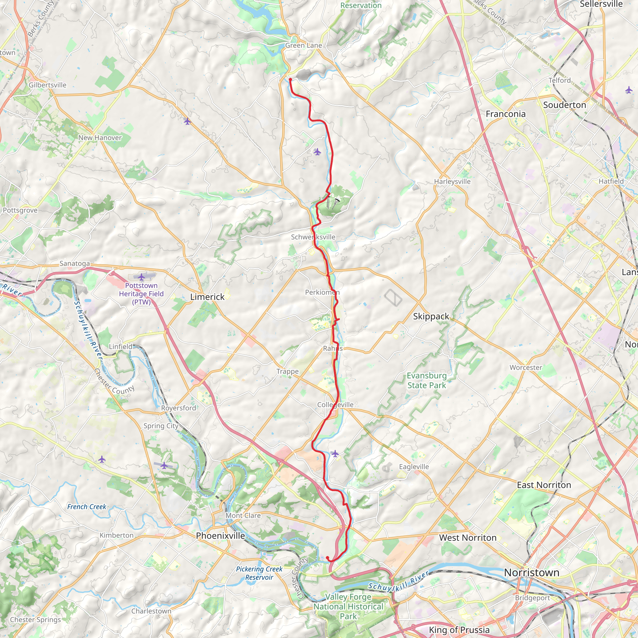 Perkiomen Trail mobile static map