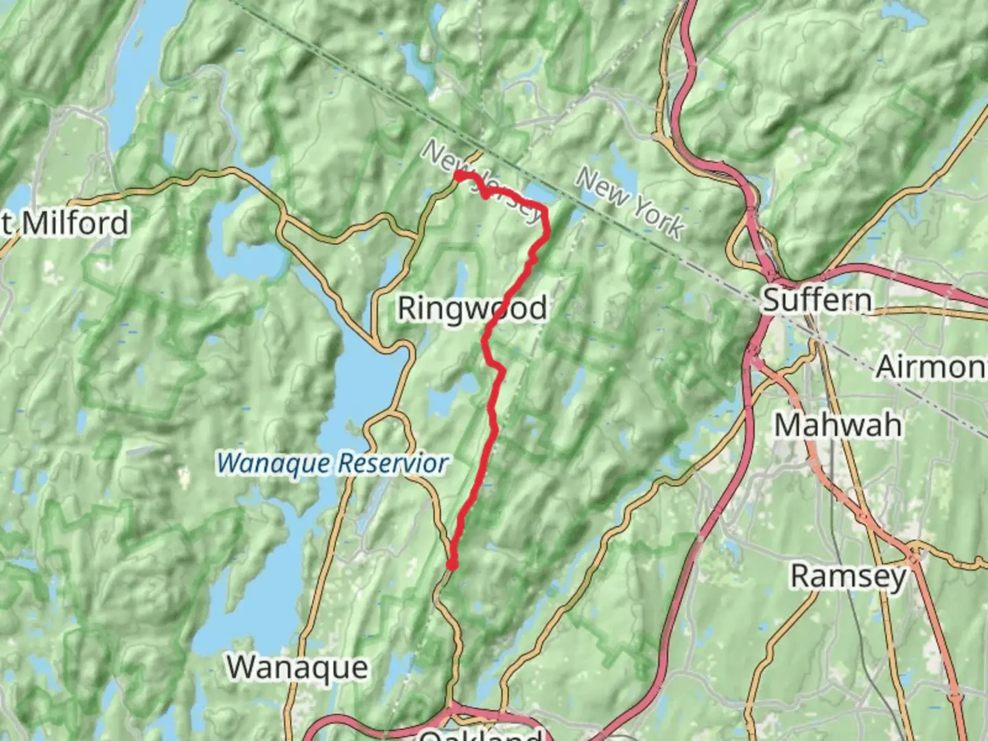 An image depicting the trail Warm Puppy Rock and Mount Defiance via Ringwood Ramapo Trail and its surrounding area.
