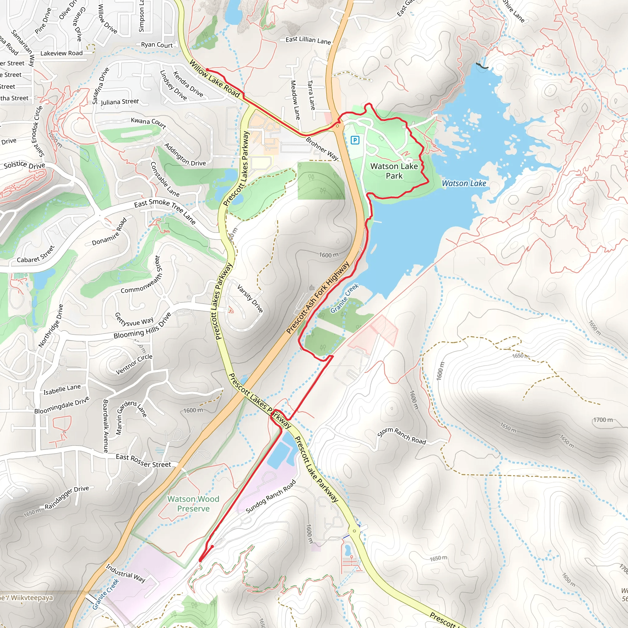 Watson Lake and Sundog Trail mobile static map