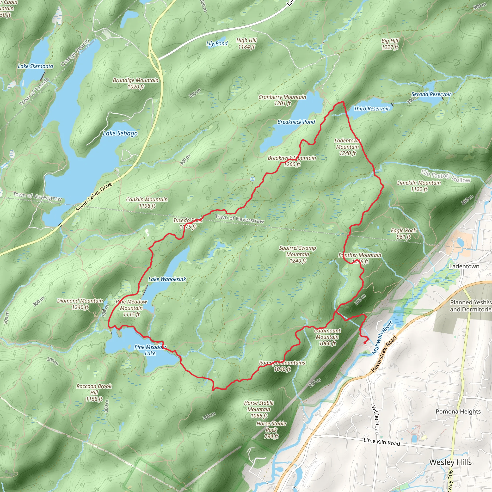 Tuxedo Rock, Breakneck Mountain and Panther Mountain Loop mobile static map