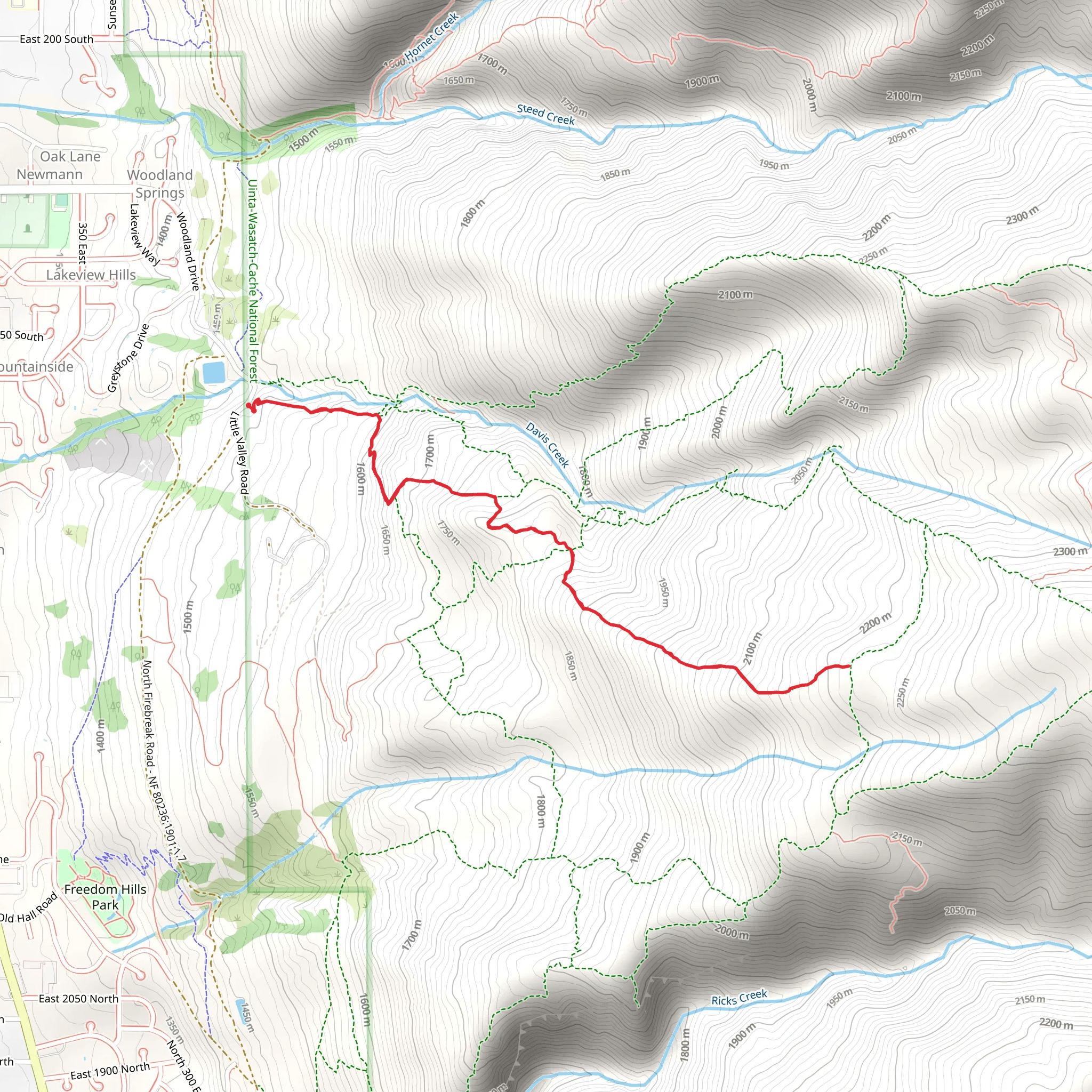Davis Creek Trail and Cattleman Trail mobile static map