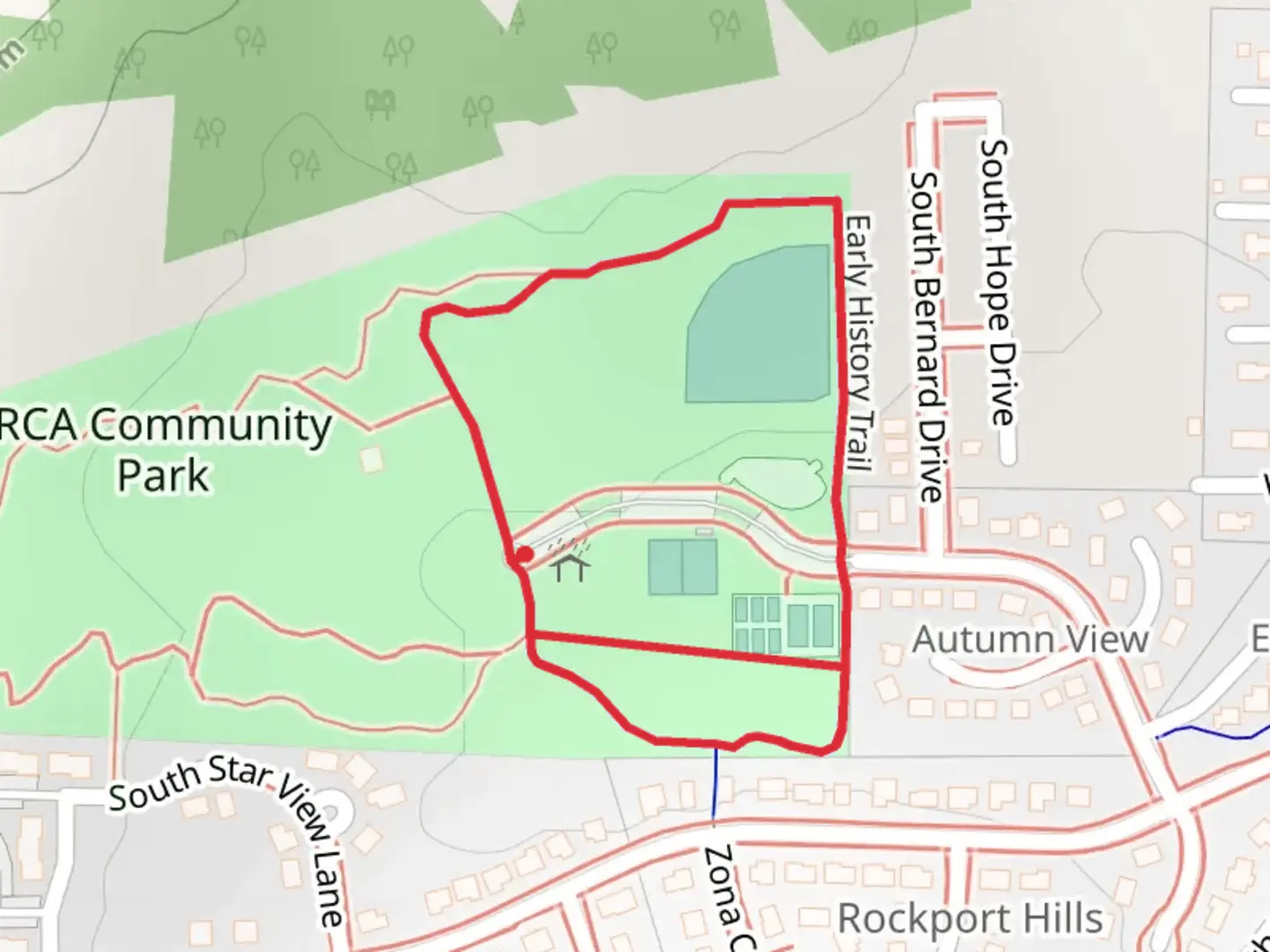 An image depicting the trail Early History Loop Trail and its surrounding area.