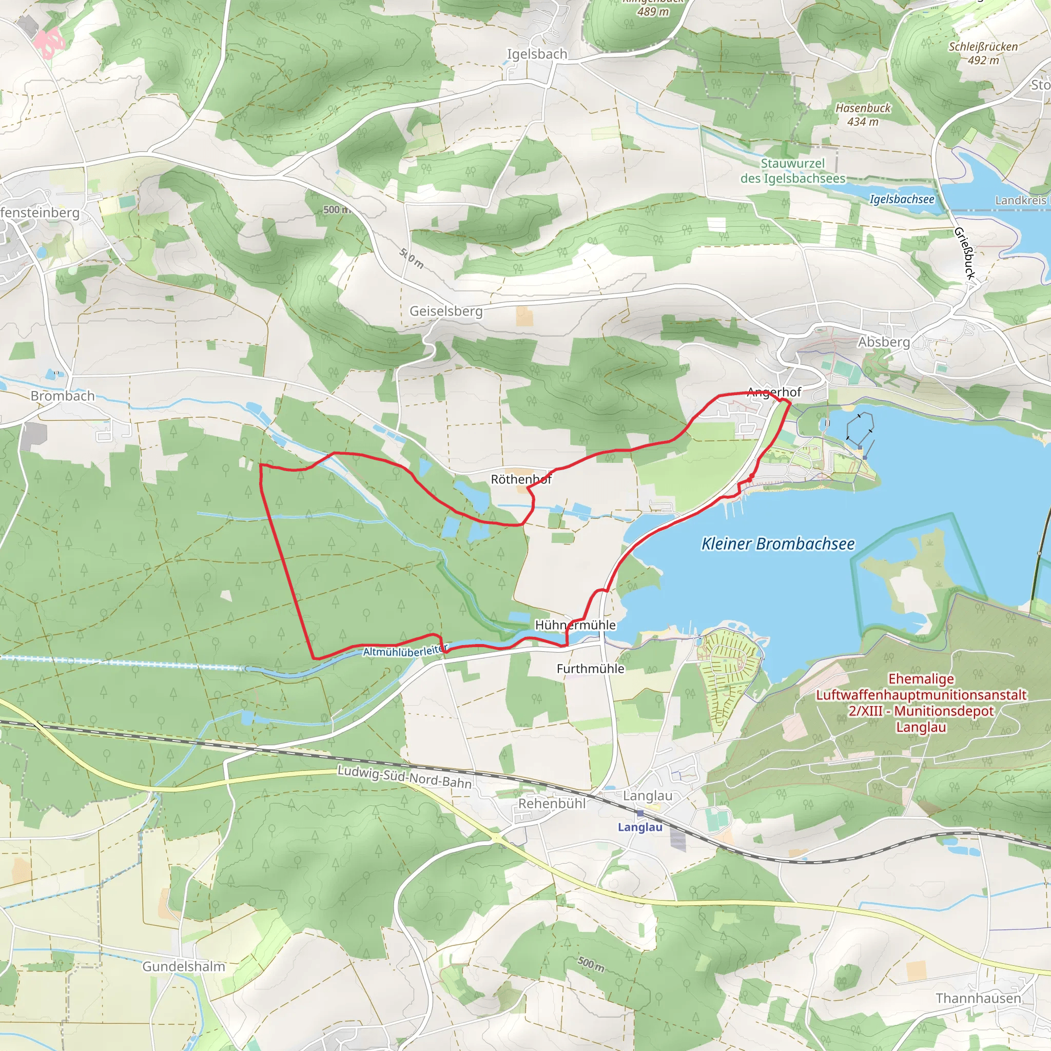 Kleiner Brombachsee via Fraenkisches Seenland and Via Aqua mobile static map