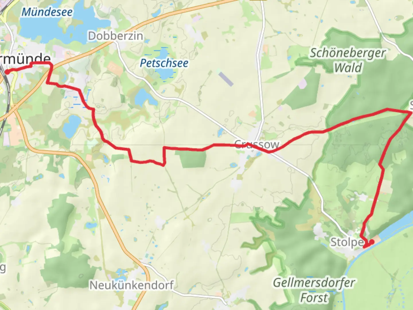 An image depicting the trail Angermunde to Stolpe Walk and its surrounding area.