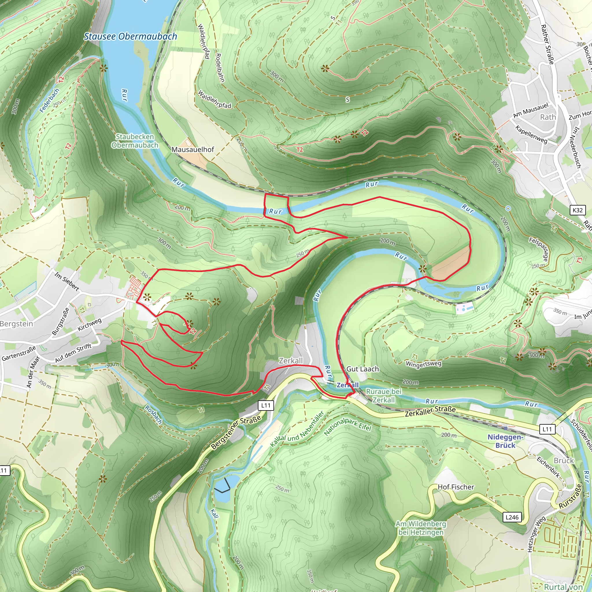 Burgberg and Ruraue bei Zerkall Loop mobile static map
