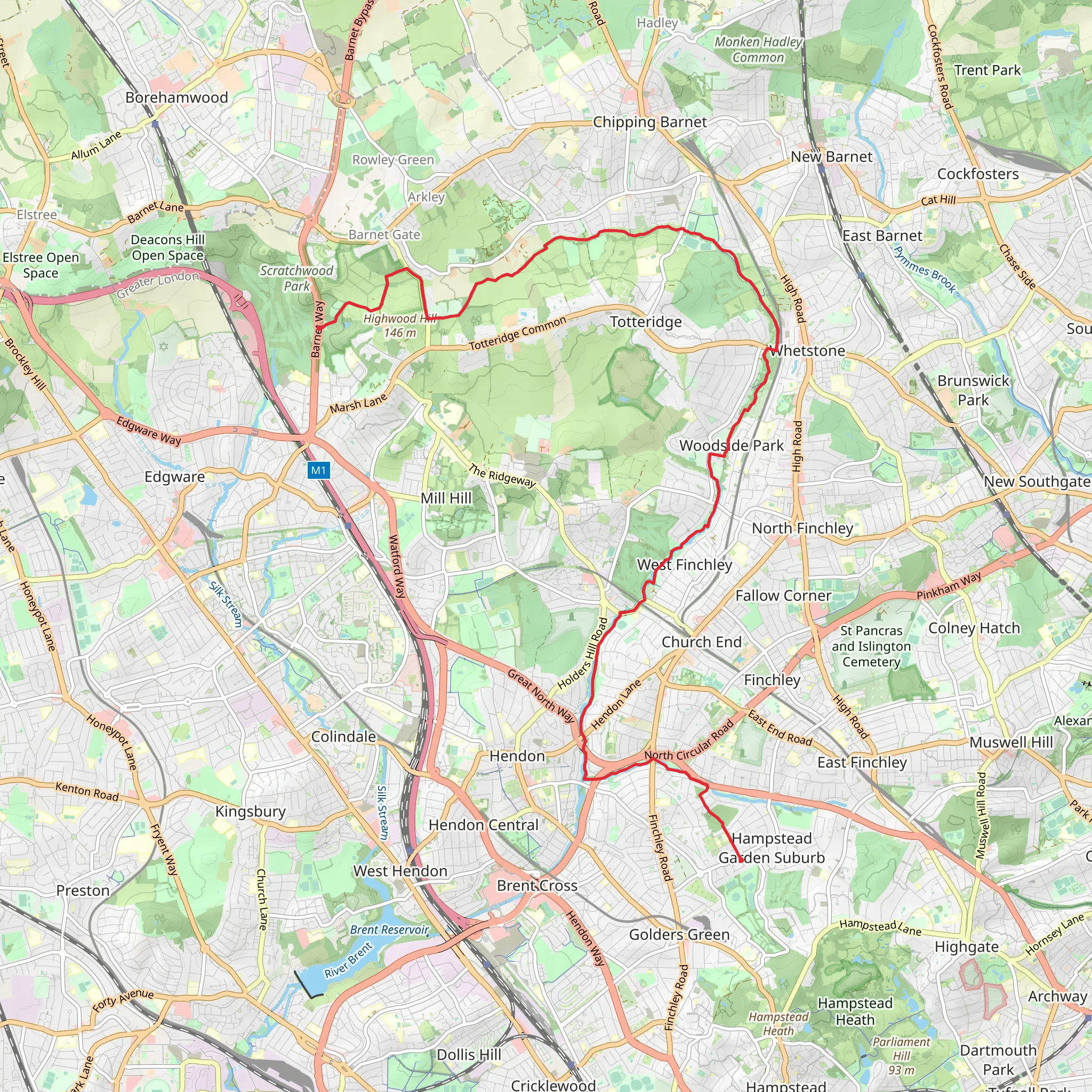 Dollis Valley Greenwalk mobile static map
