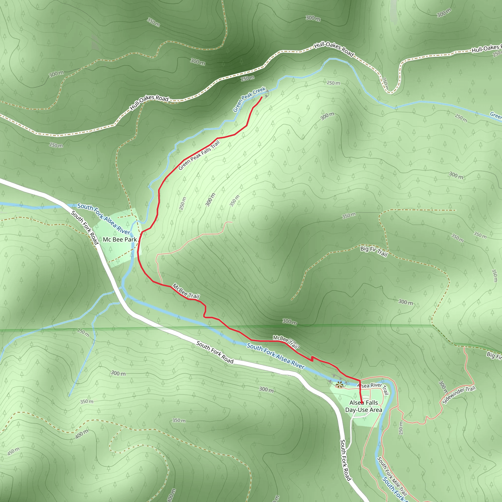 Green Peak Falls Trail mobile static map