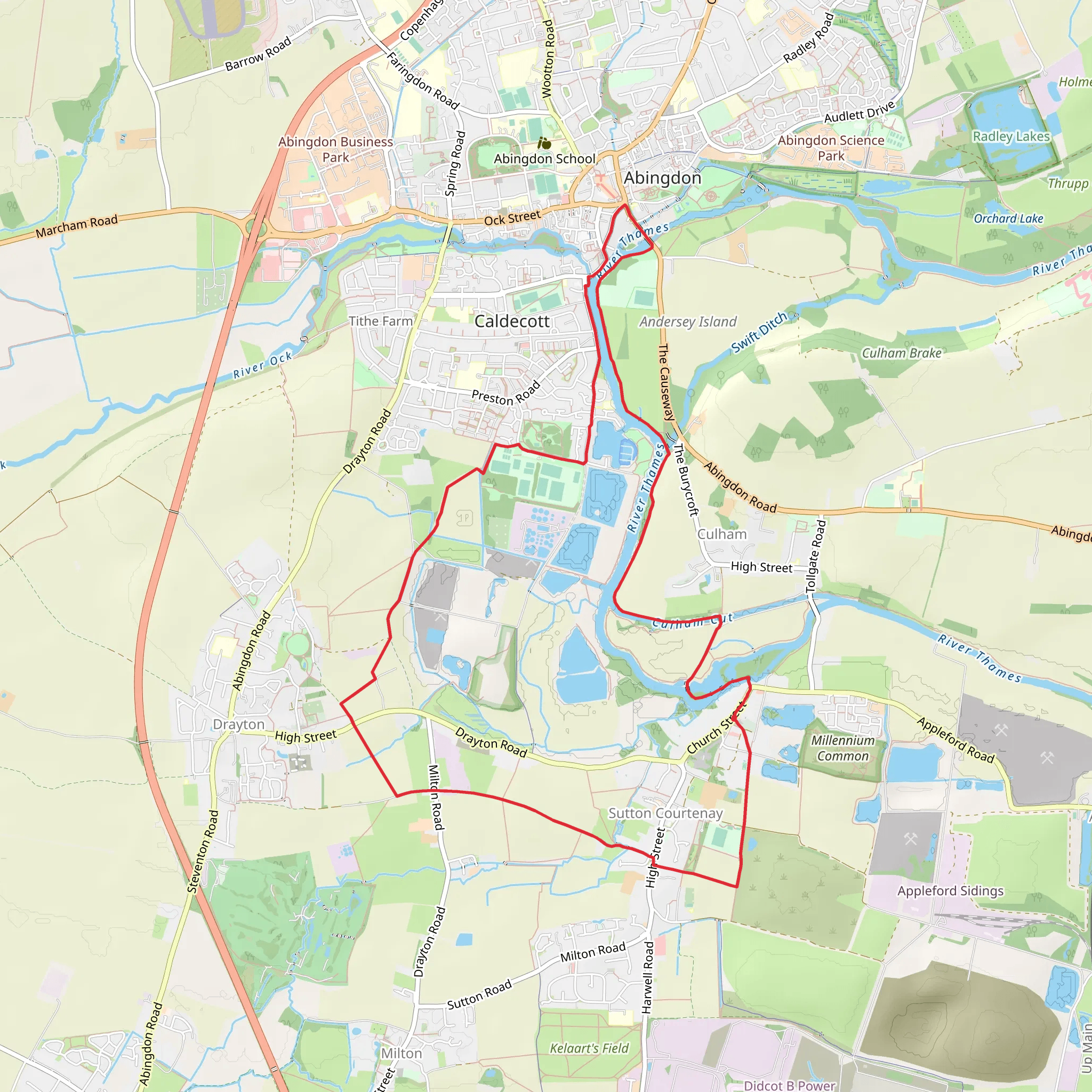 Oday Hill, Sutton Pools and Cullham Reach Loop mobile static map