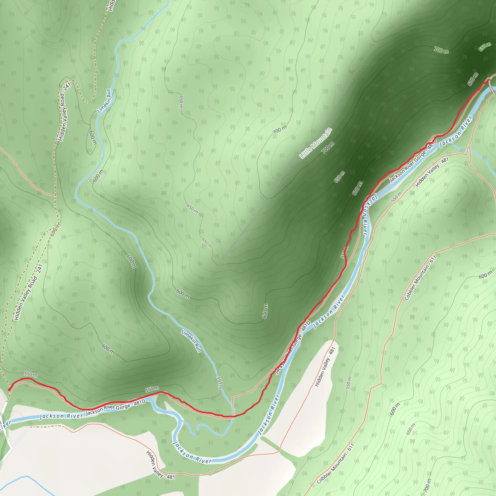 Jackson River Gorge Trail mobile static map
