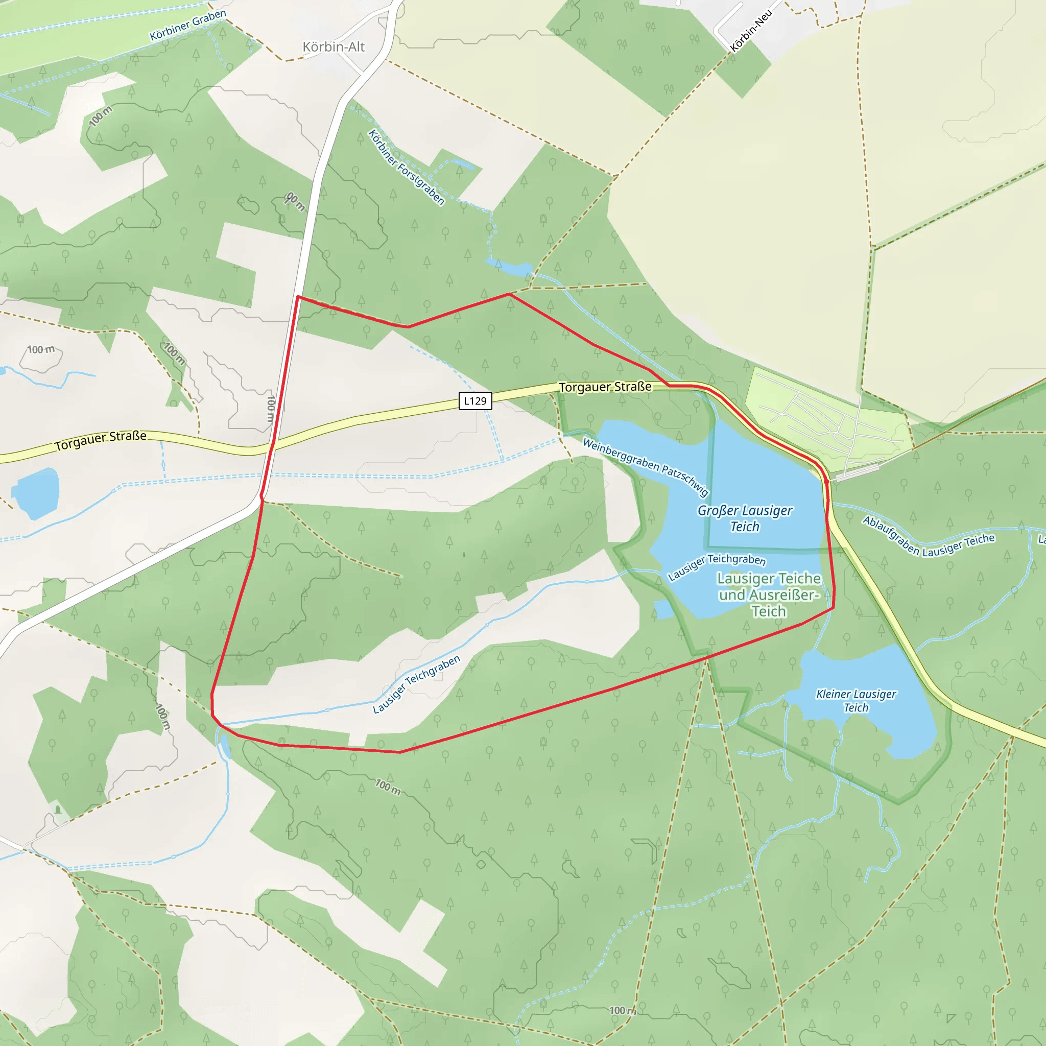 Groβer Lausiger Teich Loop via Rundweg Lausiger Teiche mobile static map