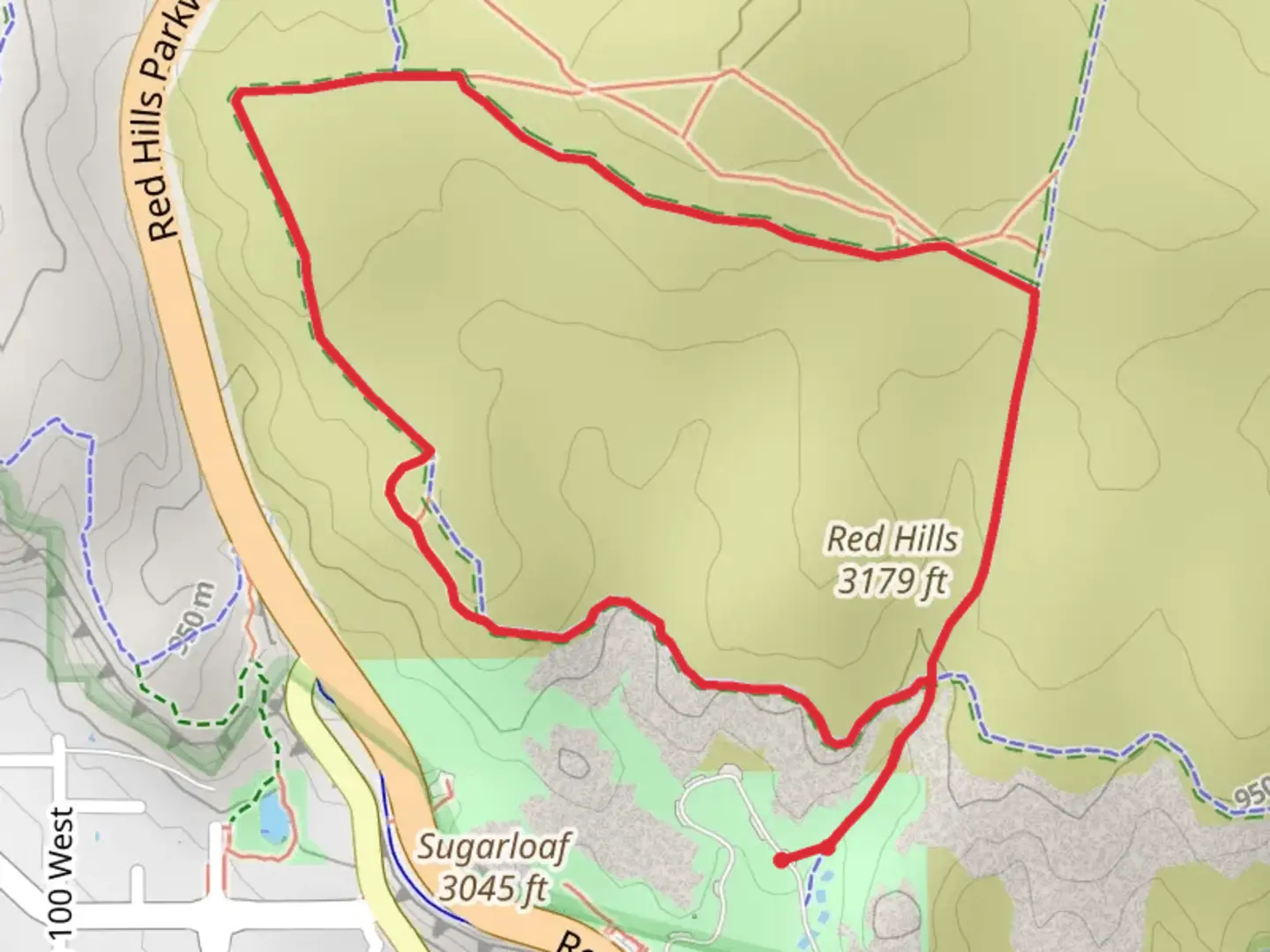An image depicting the trail T-Bone Trail, Pioneer Rim Trail and Pioneer Hills Trail and its surrounding area.
