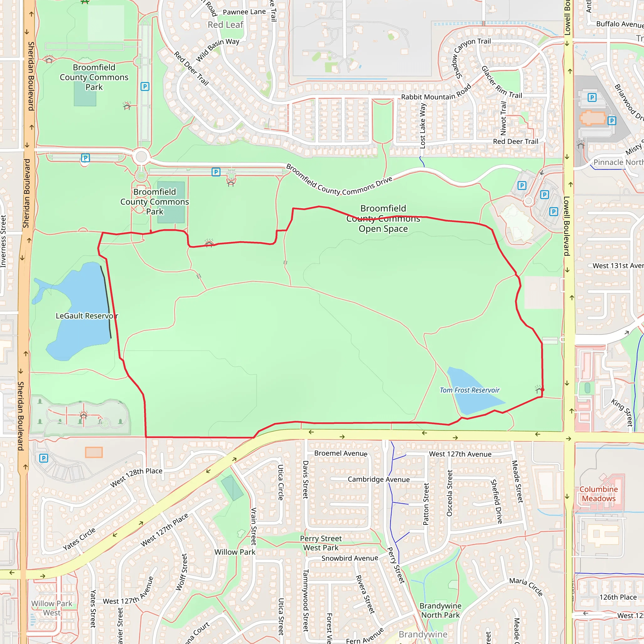 Broomfield County Commons Open Space Loop mobile static map